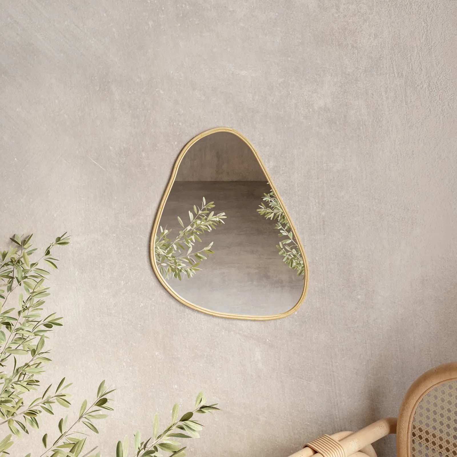 Specchio 46x38 cm con cornice in rattan - Lerman