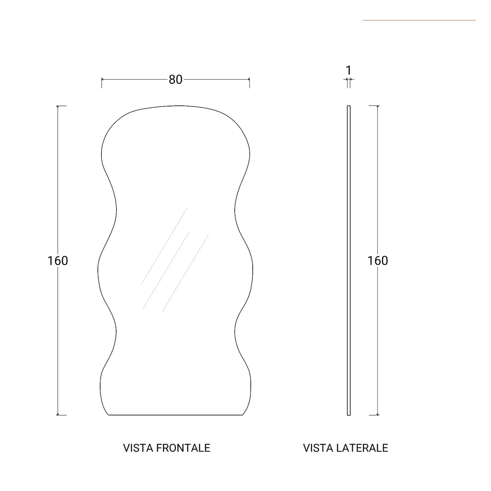Specchio 80x160h cm da parete o da terra cornice filo lucido - Wyrl