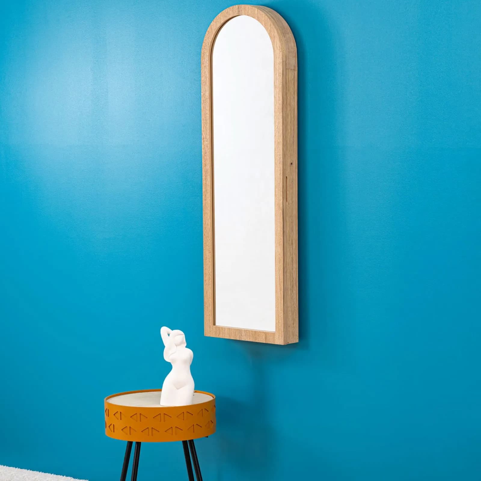 Specchio contenitore 145 h cm inclinabile in legno naturale - Samantha
