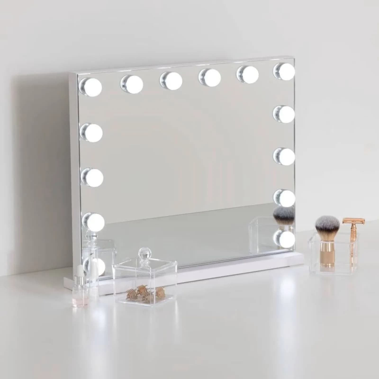 Specchio d'appoggio LED 50x43h cm con 14 punti luce