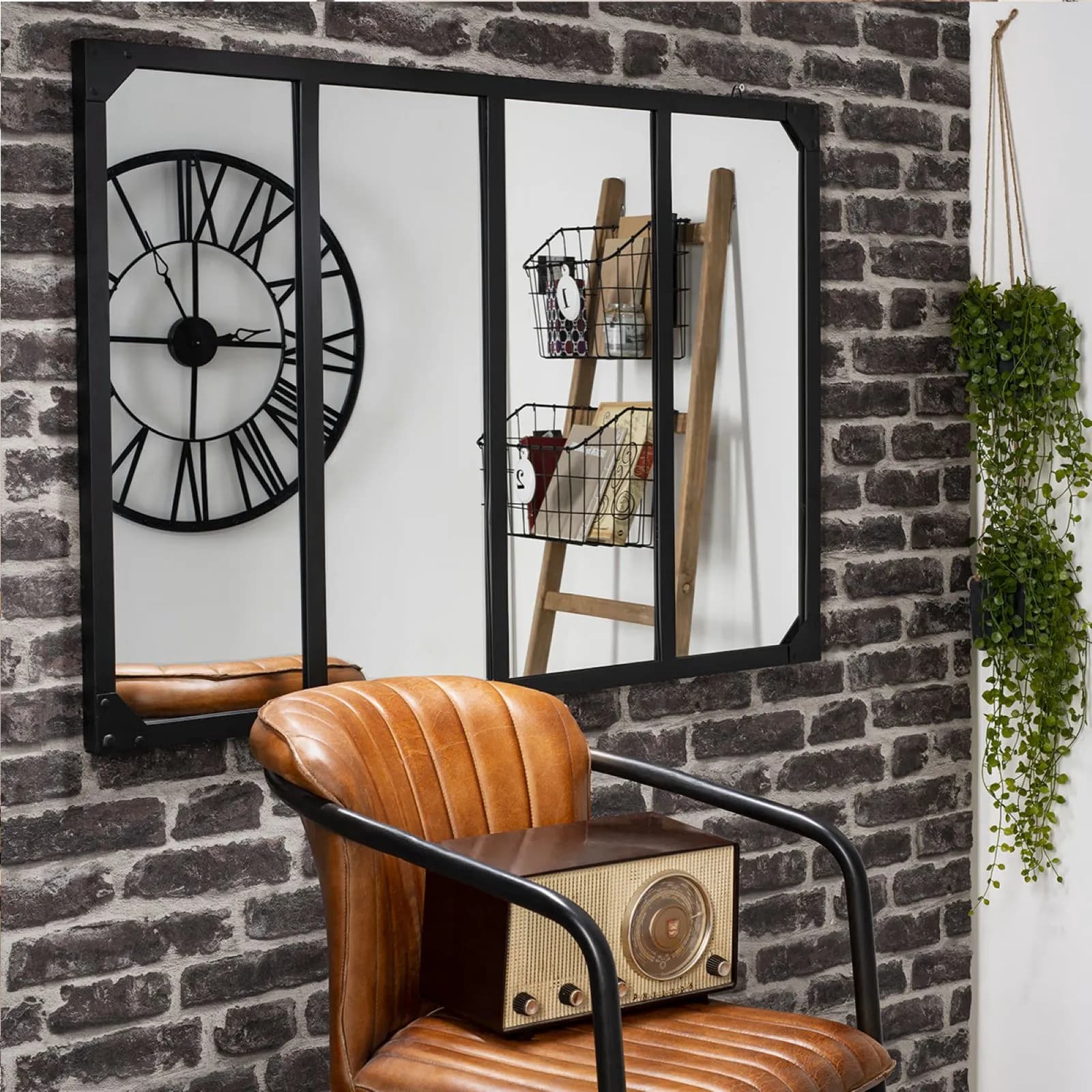 Specchio da interno 116x76 cm reversibile in metallo nero