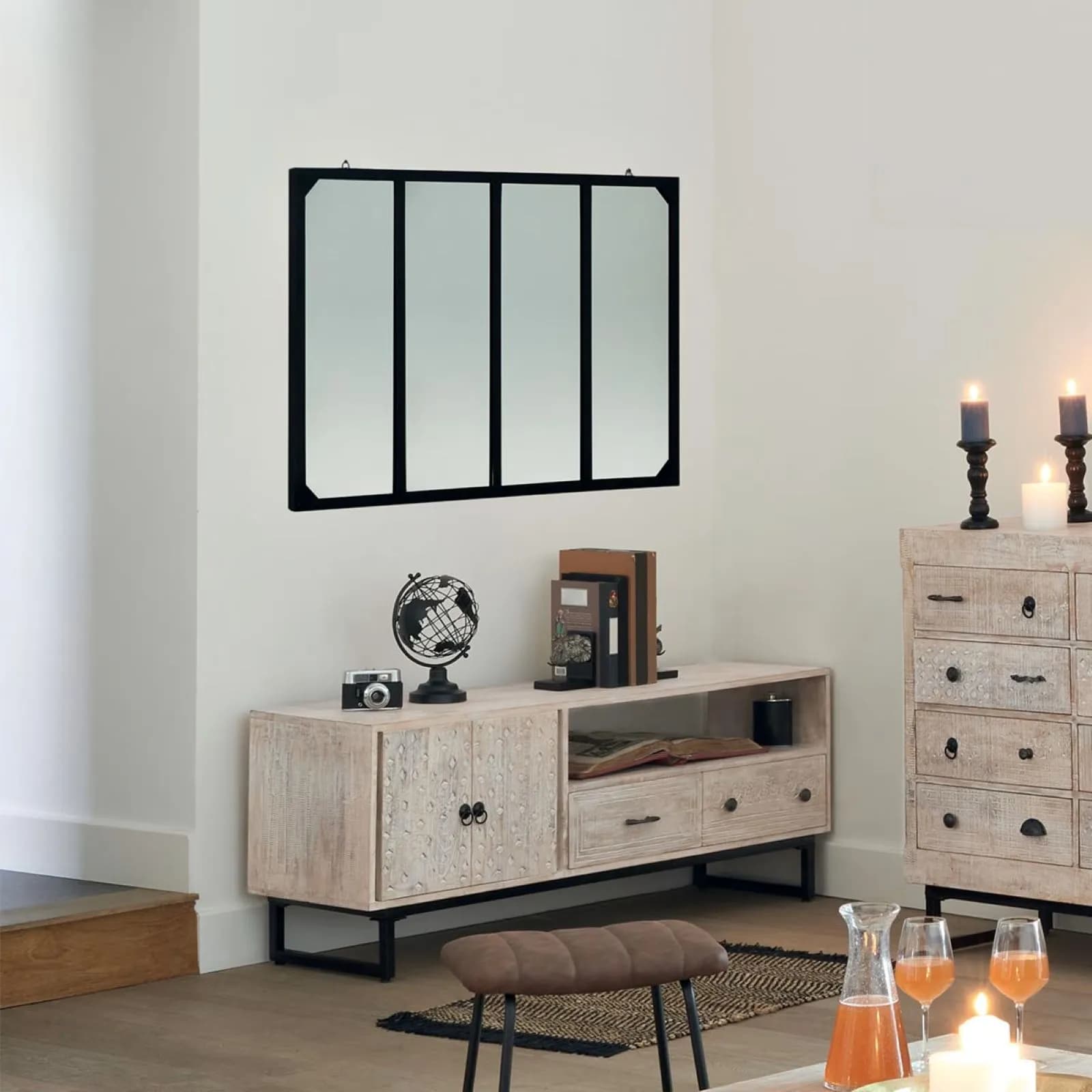 Specchio da interno 116x76 cm reversibile in metallo nero