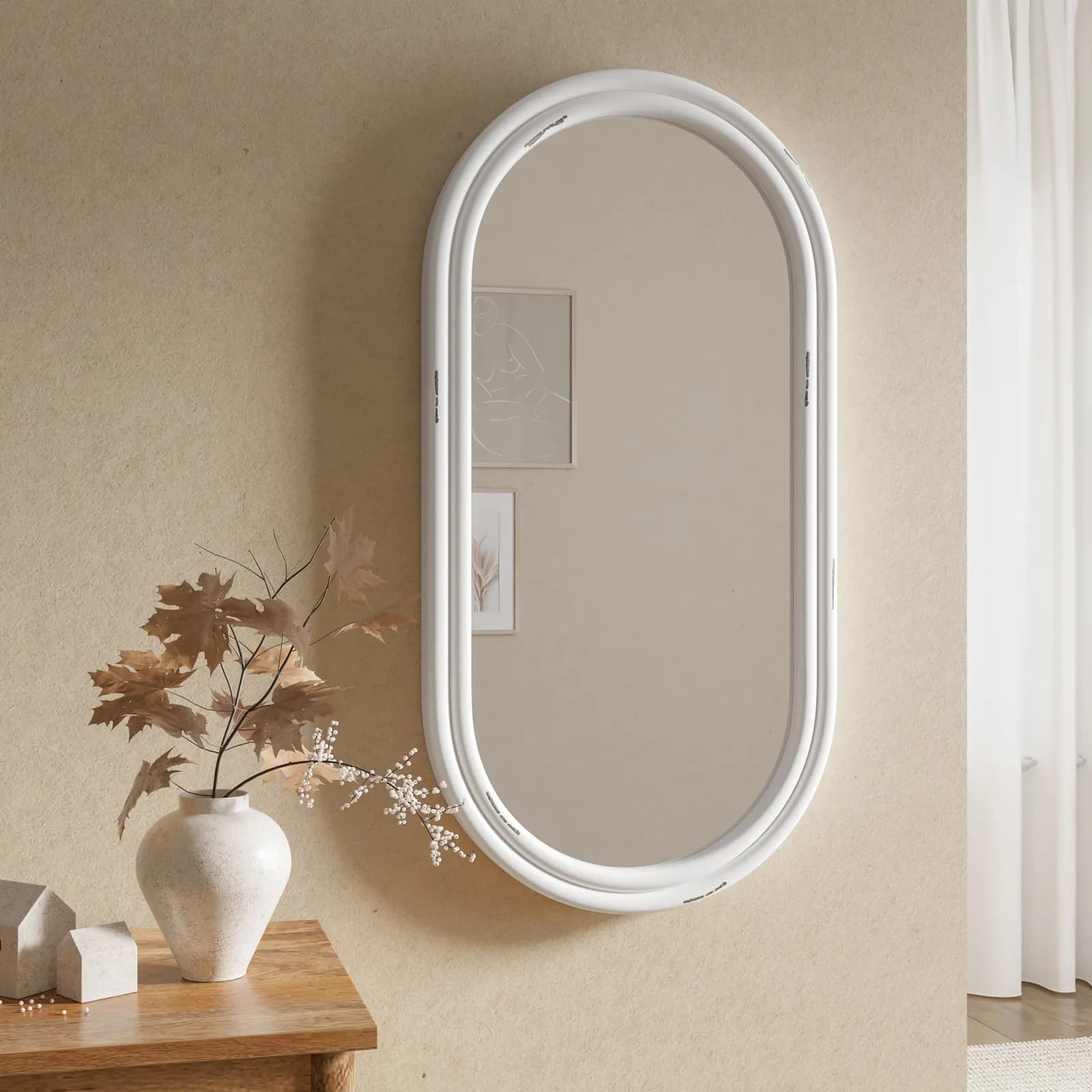Specchio da parete 45x90h cm con cornice bianca - Hessen