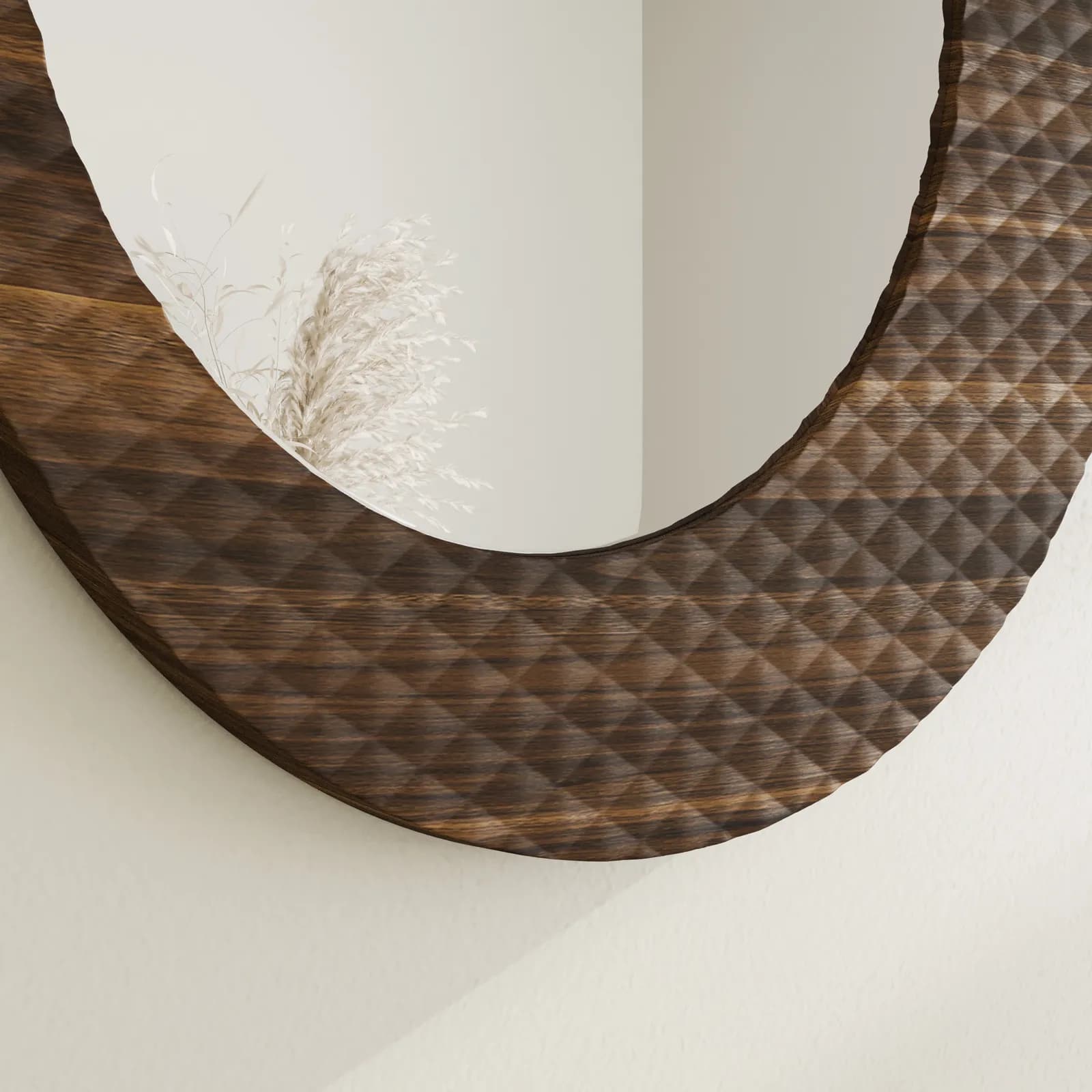 Specchio da parete 55 cm noce con cornice decorata - Kyra