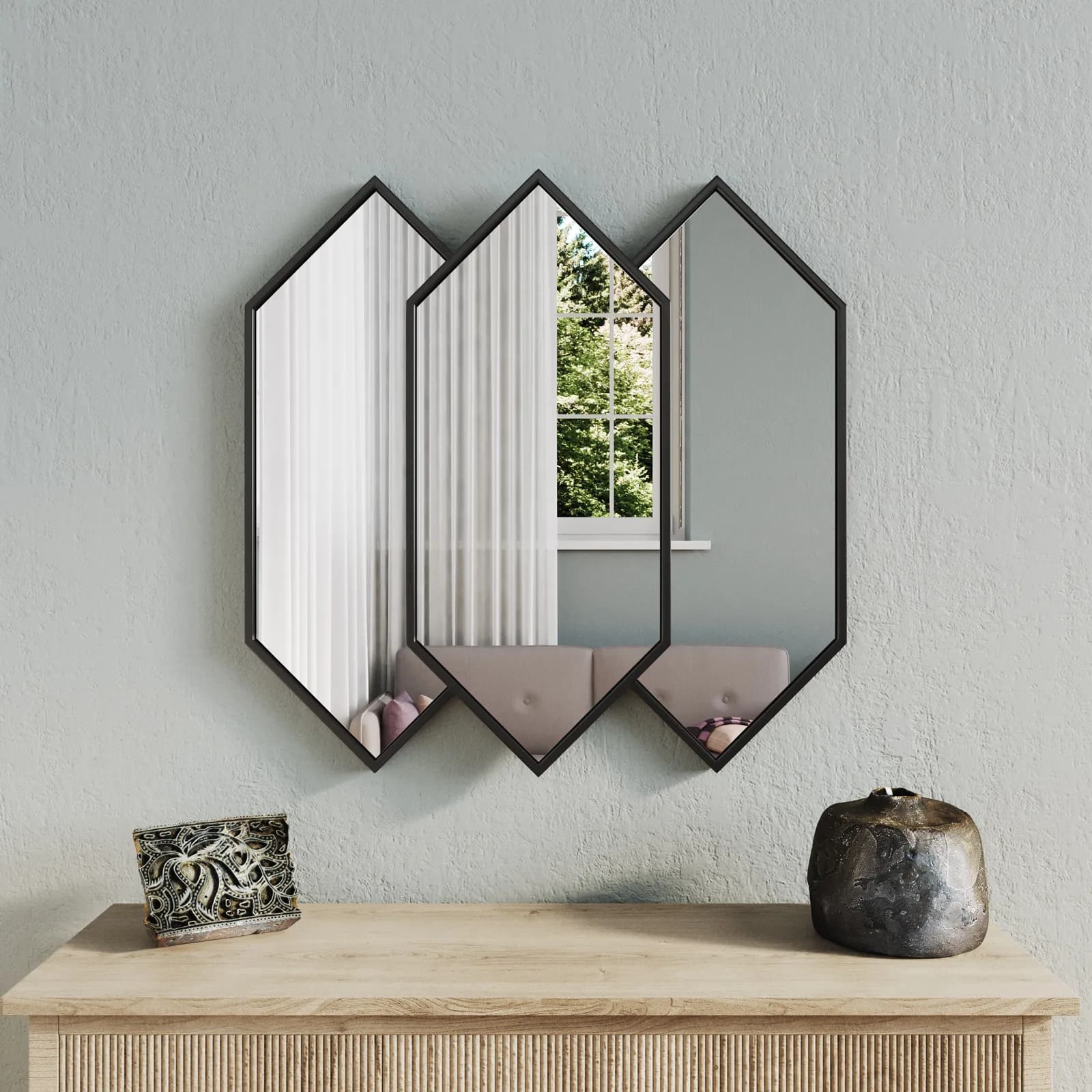 Specchio da parete 70x69h cm in metallo nero - Clement