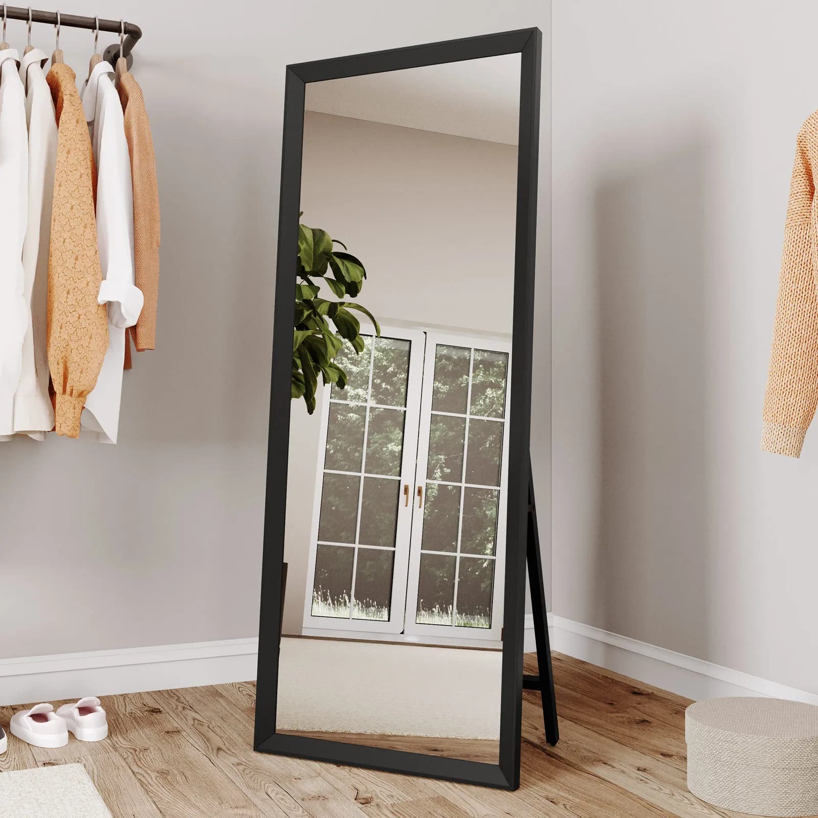 Specchio da terra 65x165h cm con cornice nero - Birdy