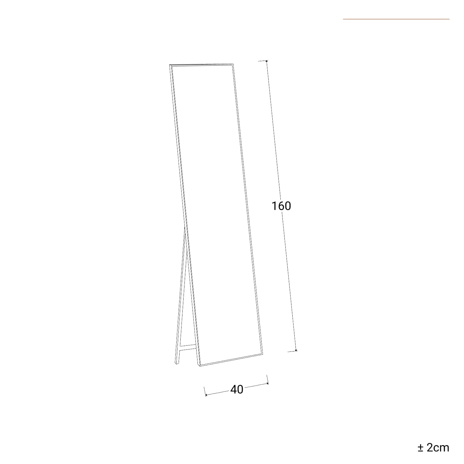 Specchio da terra 40x160h cm con cornice in alluminio nero - Encanto