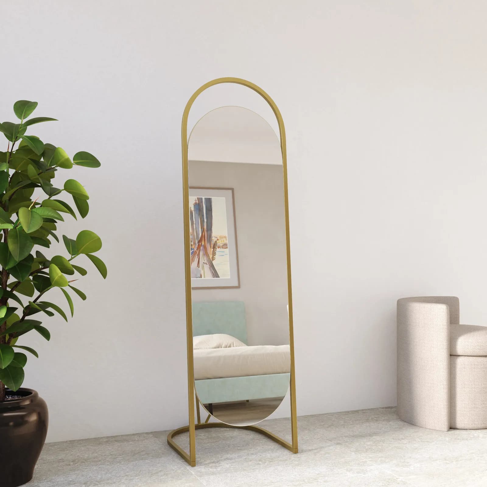 Specchio da terra 50x170h cm in metallo oro - Abrin