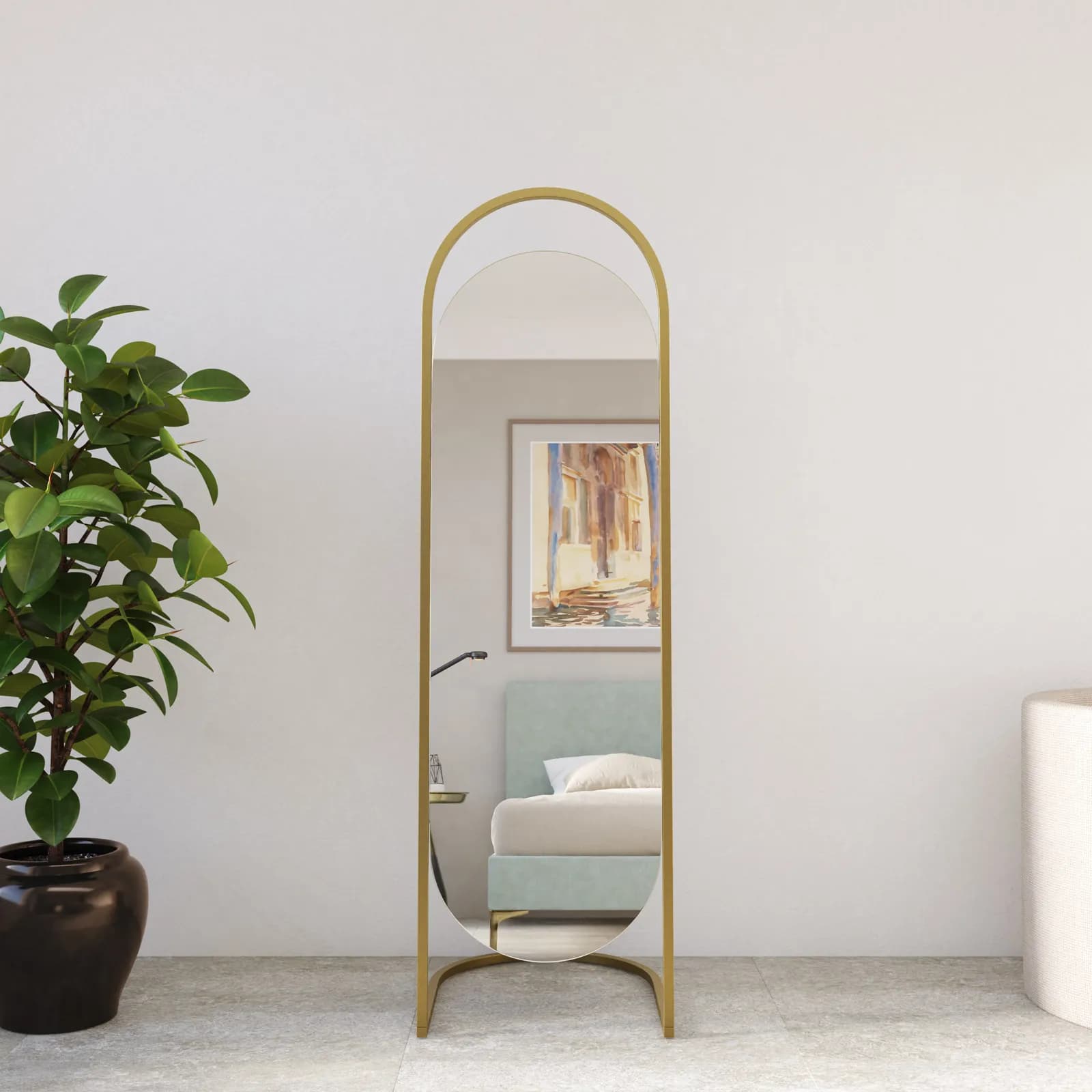Specchio da terra 50x170h cm in metallo oro - Abrin