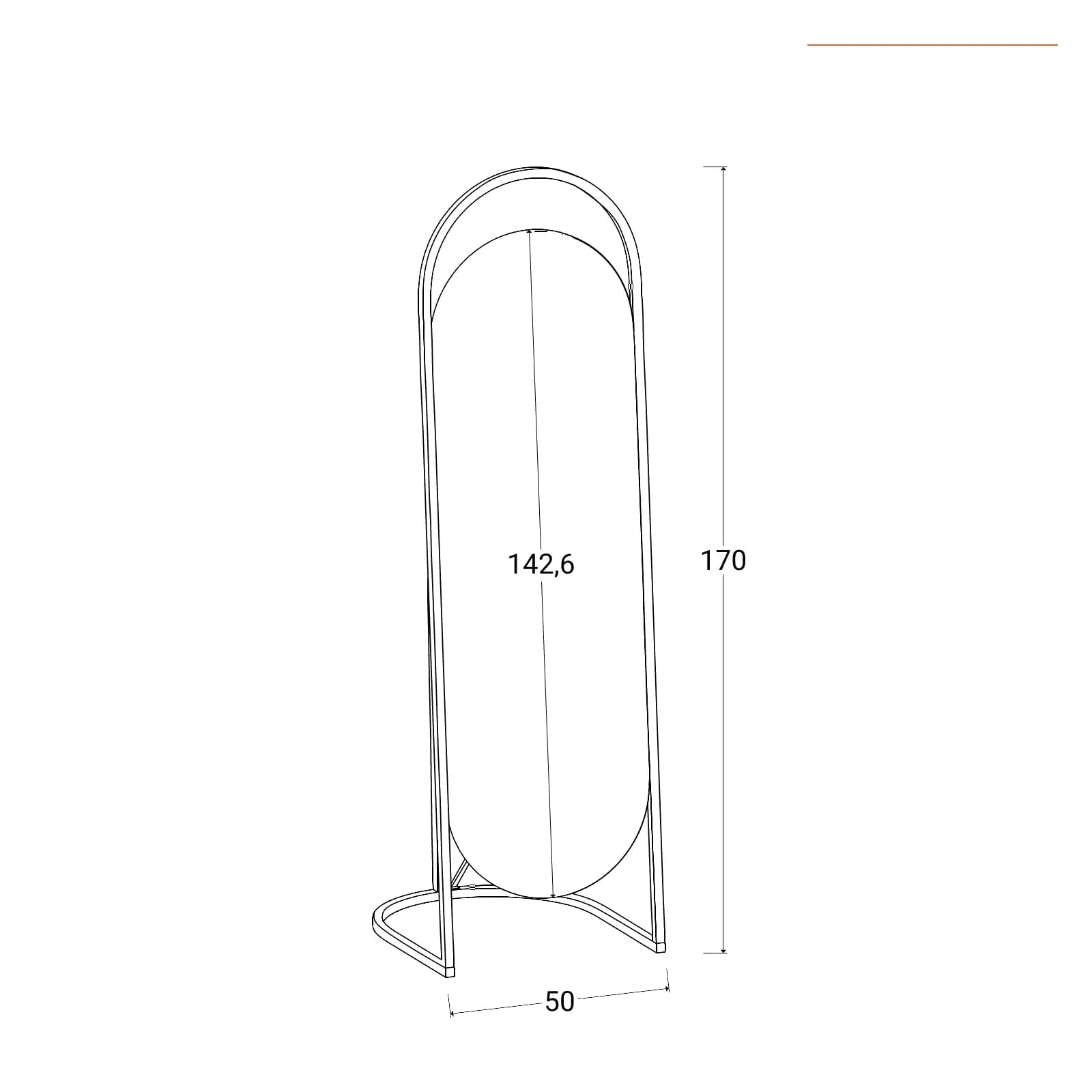 Specchio da terra 50x170h cm in metallo oro - Abrin