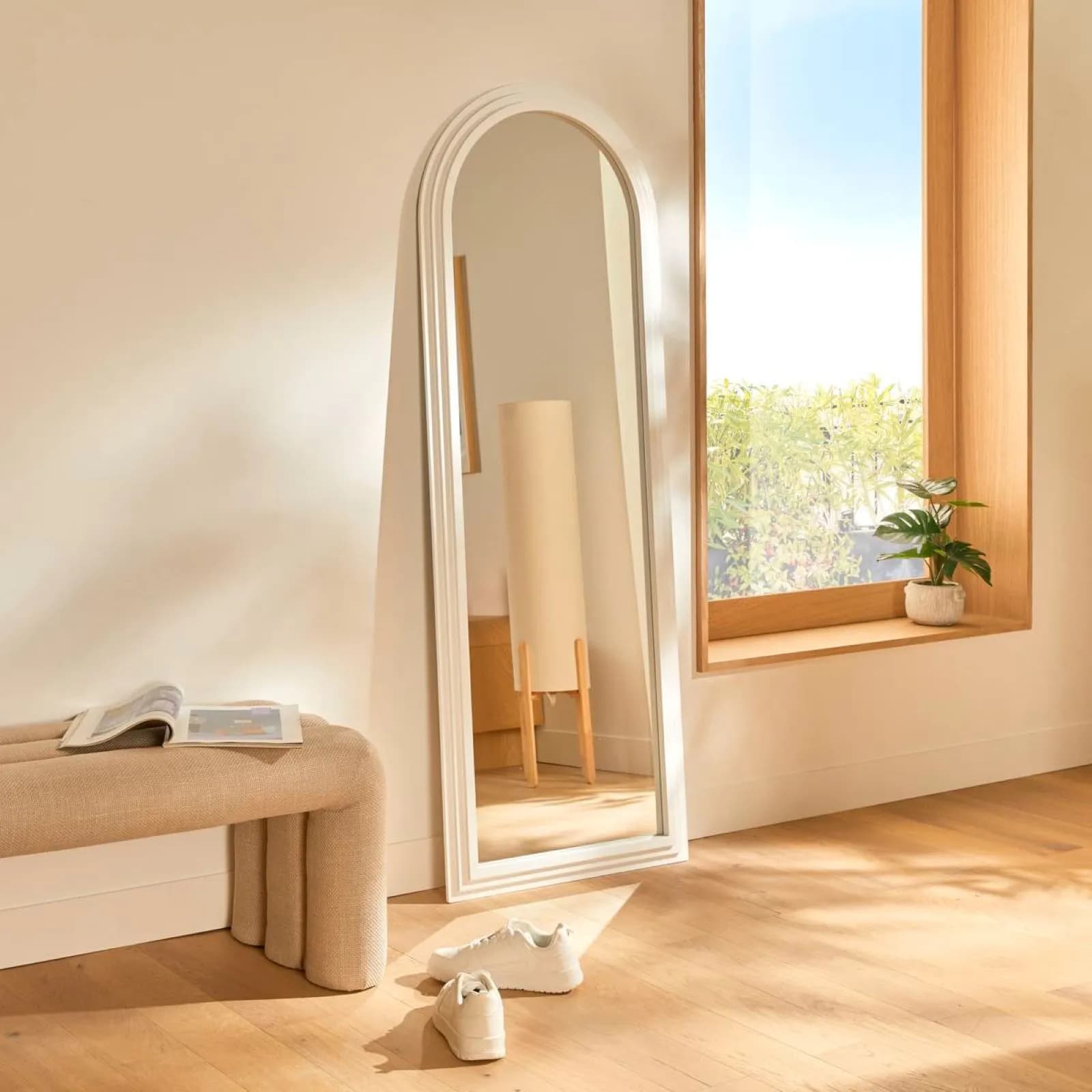 Specchio da terra o sospeso 161h cm in legno bianco