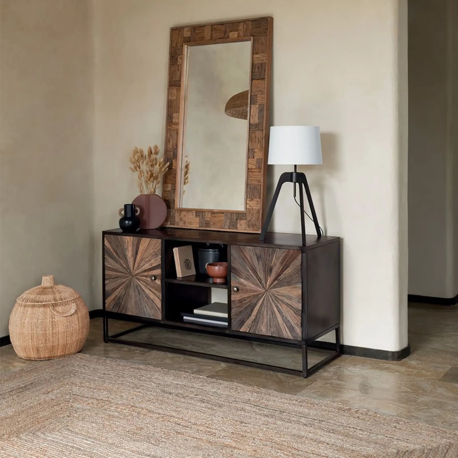Specchio da terra o sospeso 70x115h cm reversibile in legno naturale