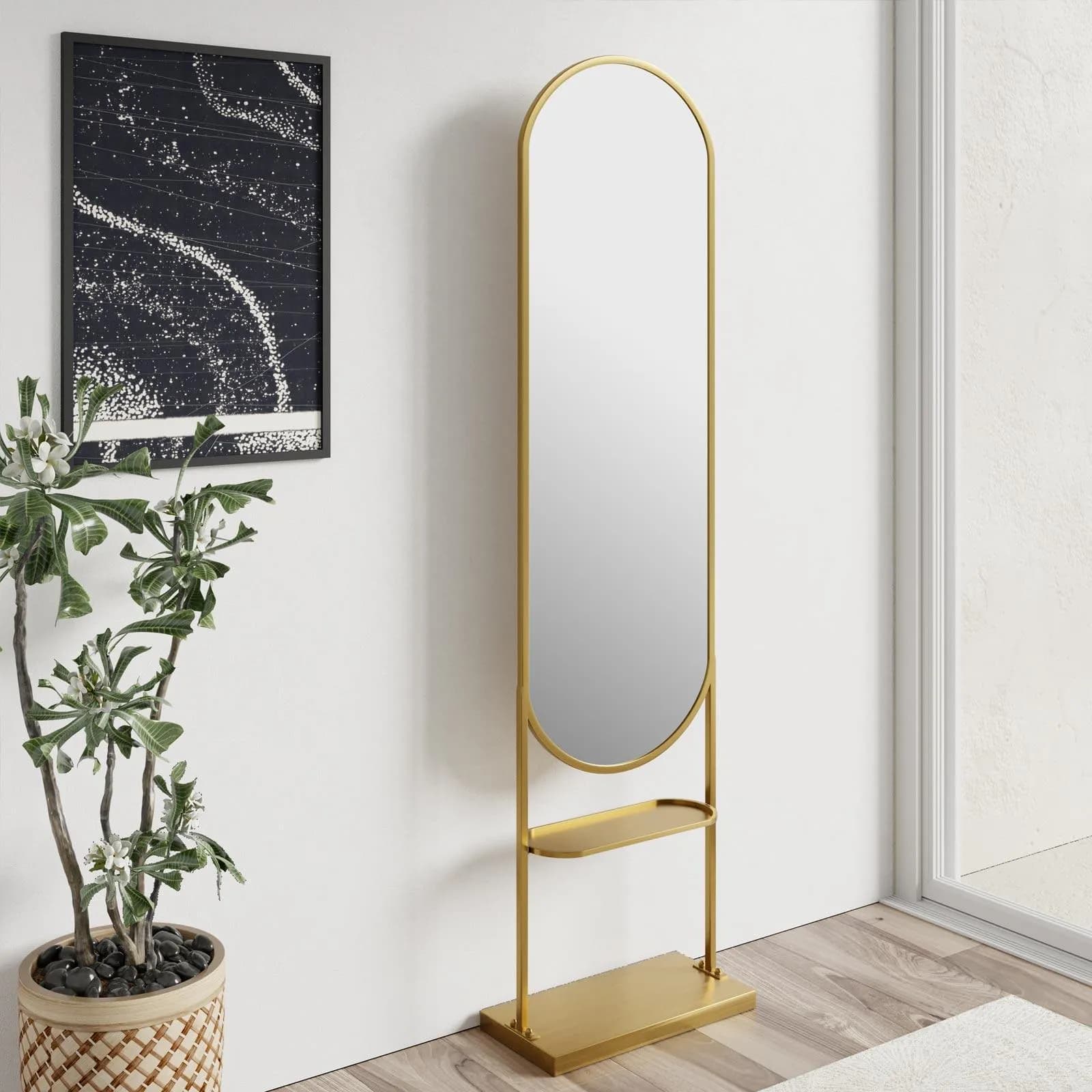 Specchio decorativo da terra 180h cm con cornice dorata - Hanne
