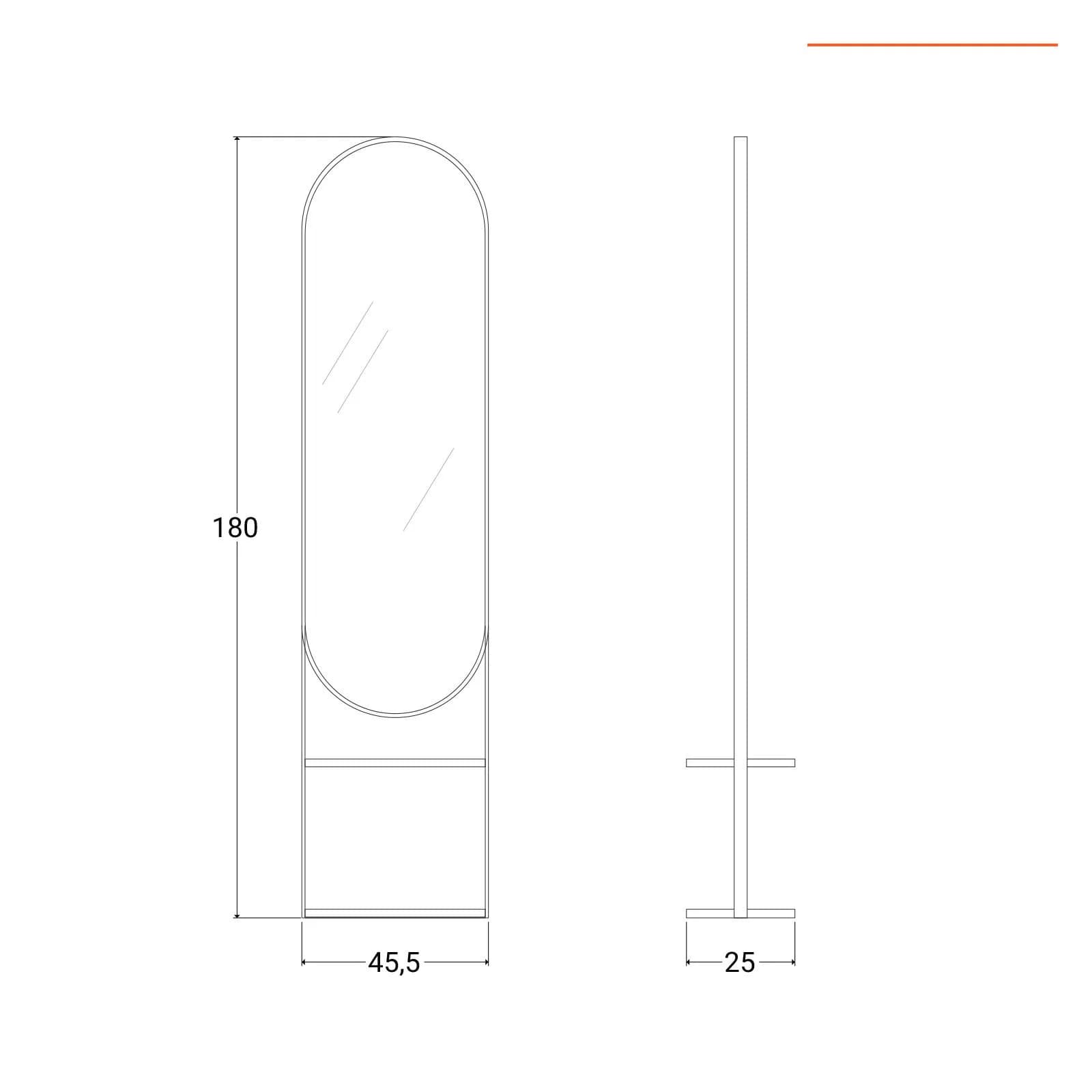 Specchio decorativo da terra 180h cm con cornice dorata - Hanne