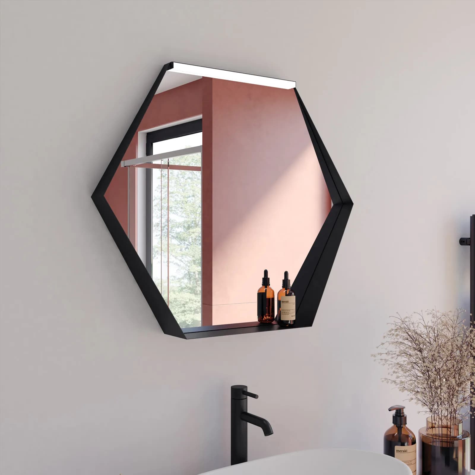 Specchio led 70x80 cm nero opaco luce fredda - Apis