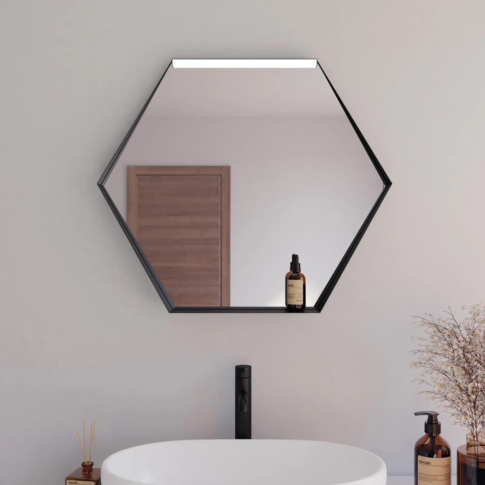 Specchio led 70x80 cm nero opaco luce fredda - Apis