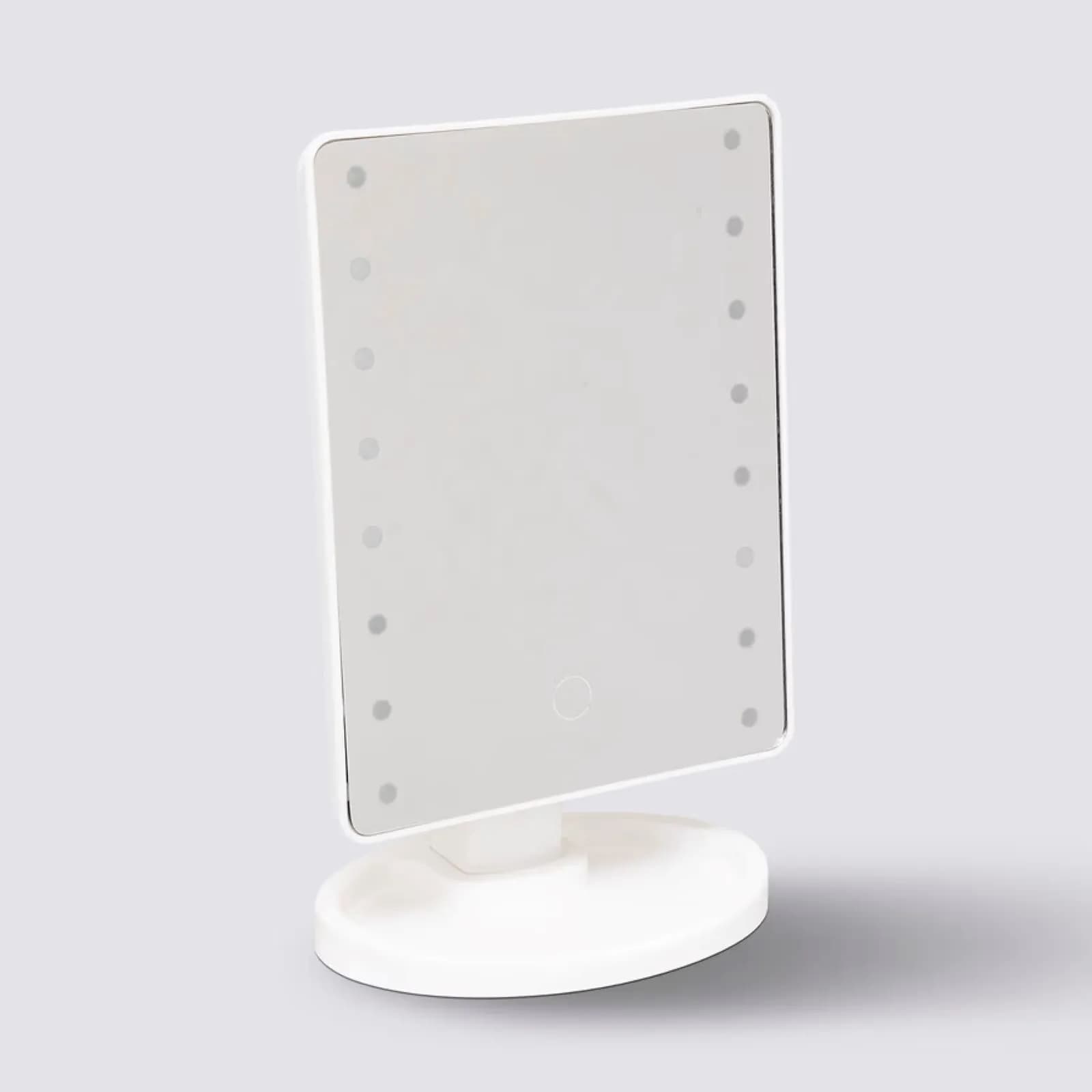 Specchio LED da trucco 28h cm con portaoggetti