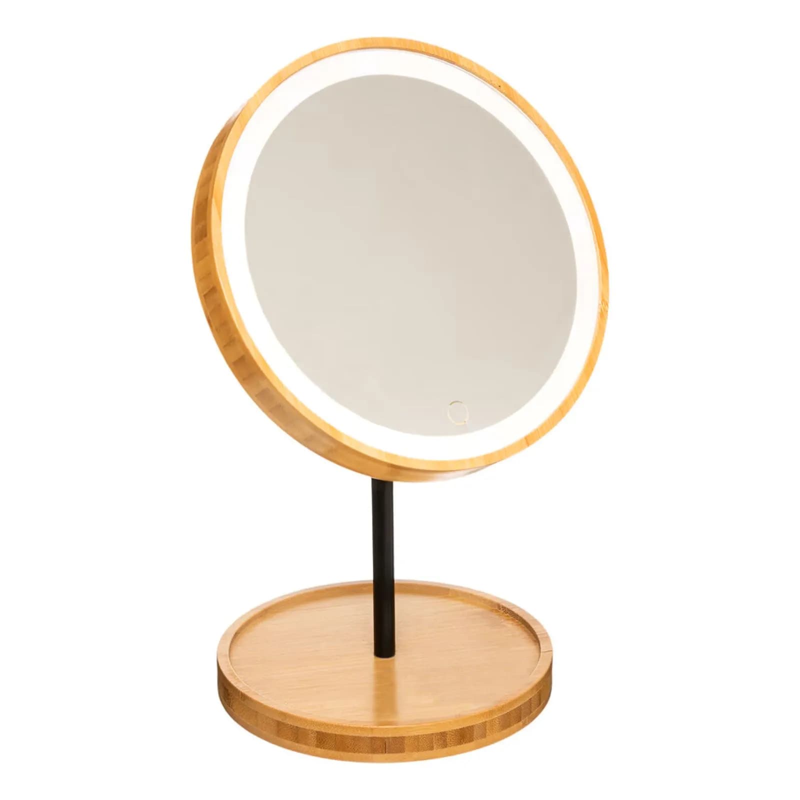 Specchio LED da trucco 31h cm orientabile in bambù naturale