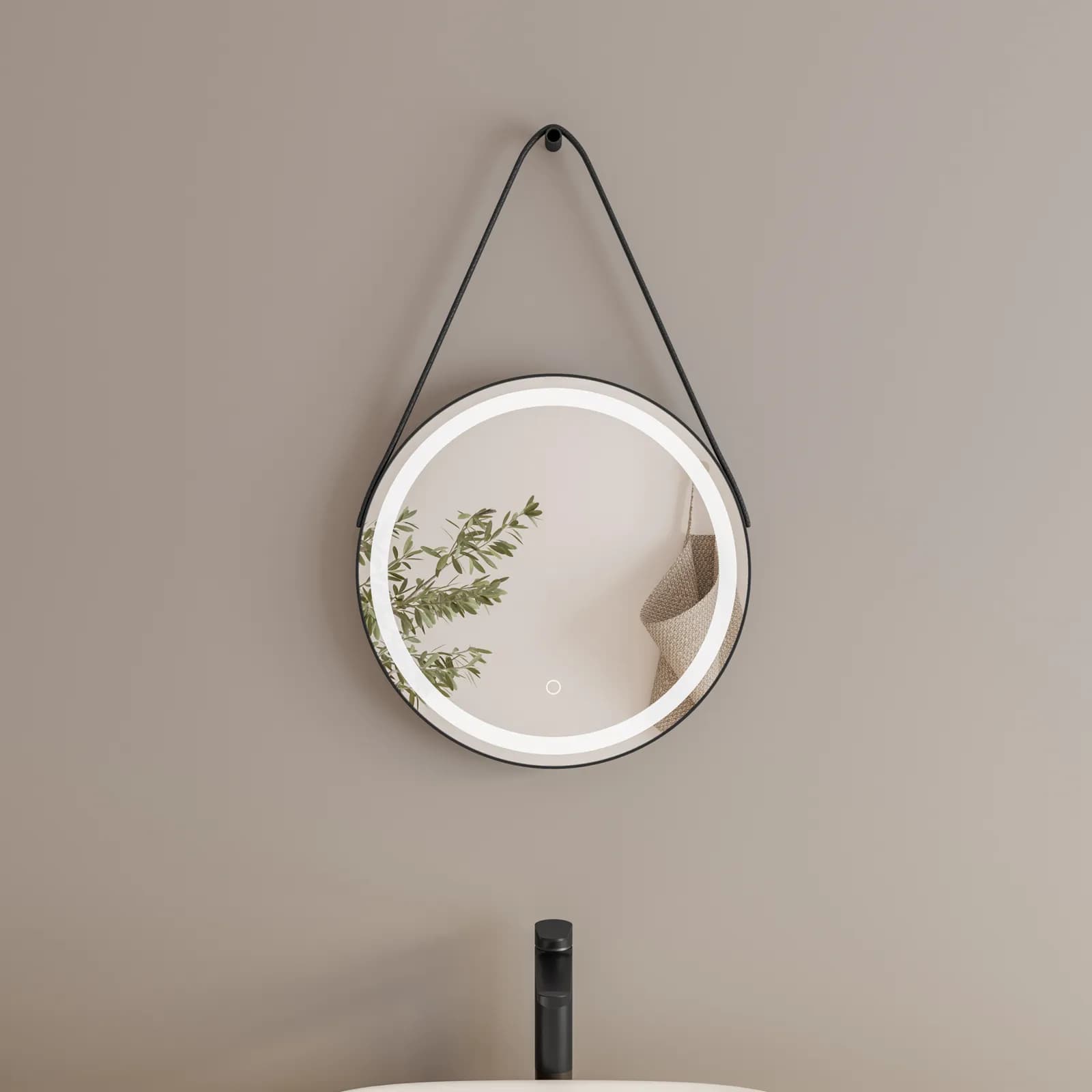 Specchio led per bagno Ø 45 cm con cornice nera luce fredda - Cara