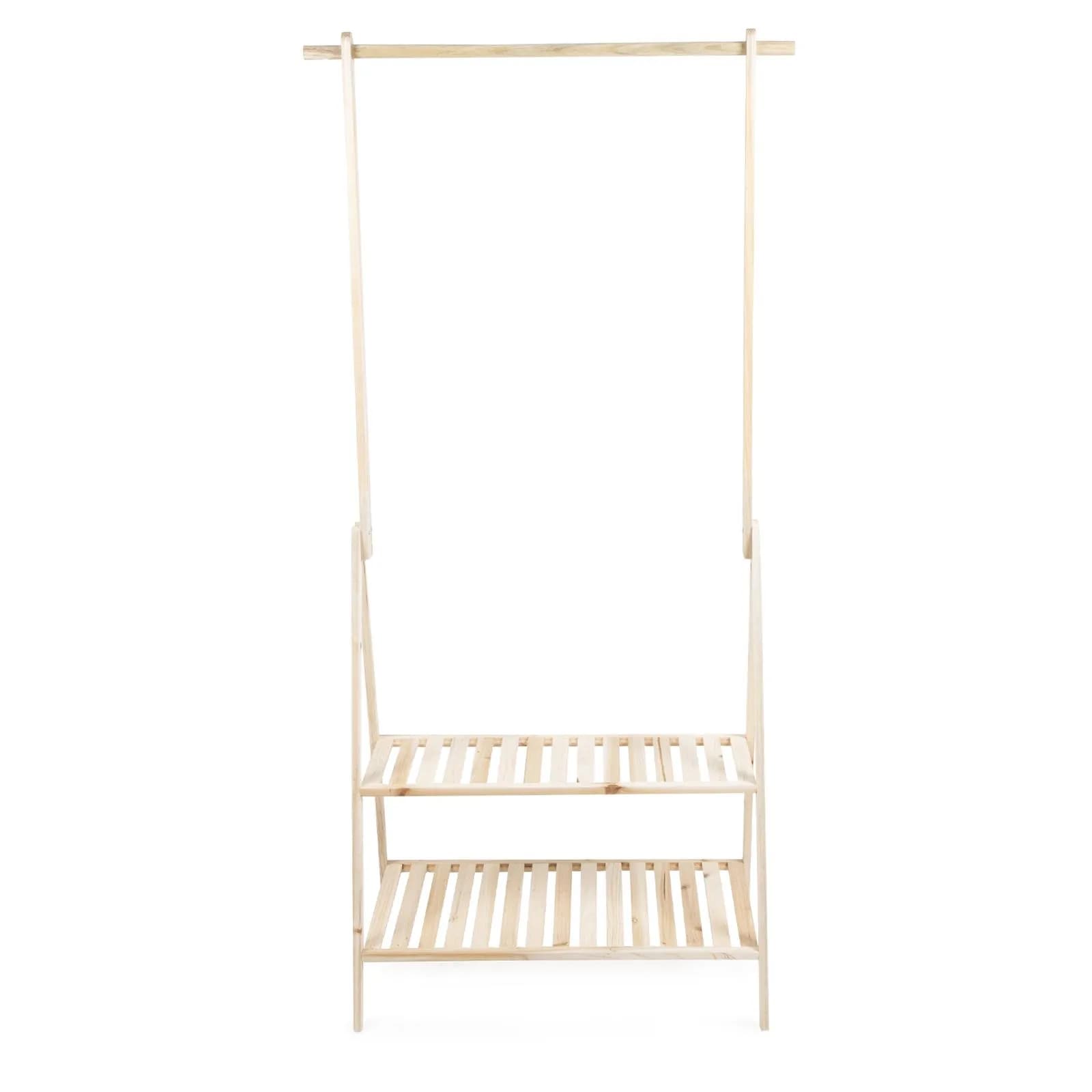 Appendiabiti 75x160h cm legno con bastone e ripiani - Grace