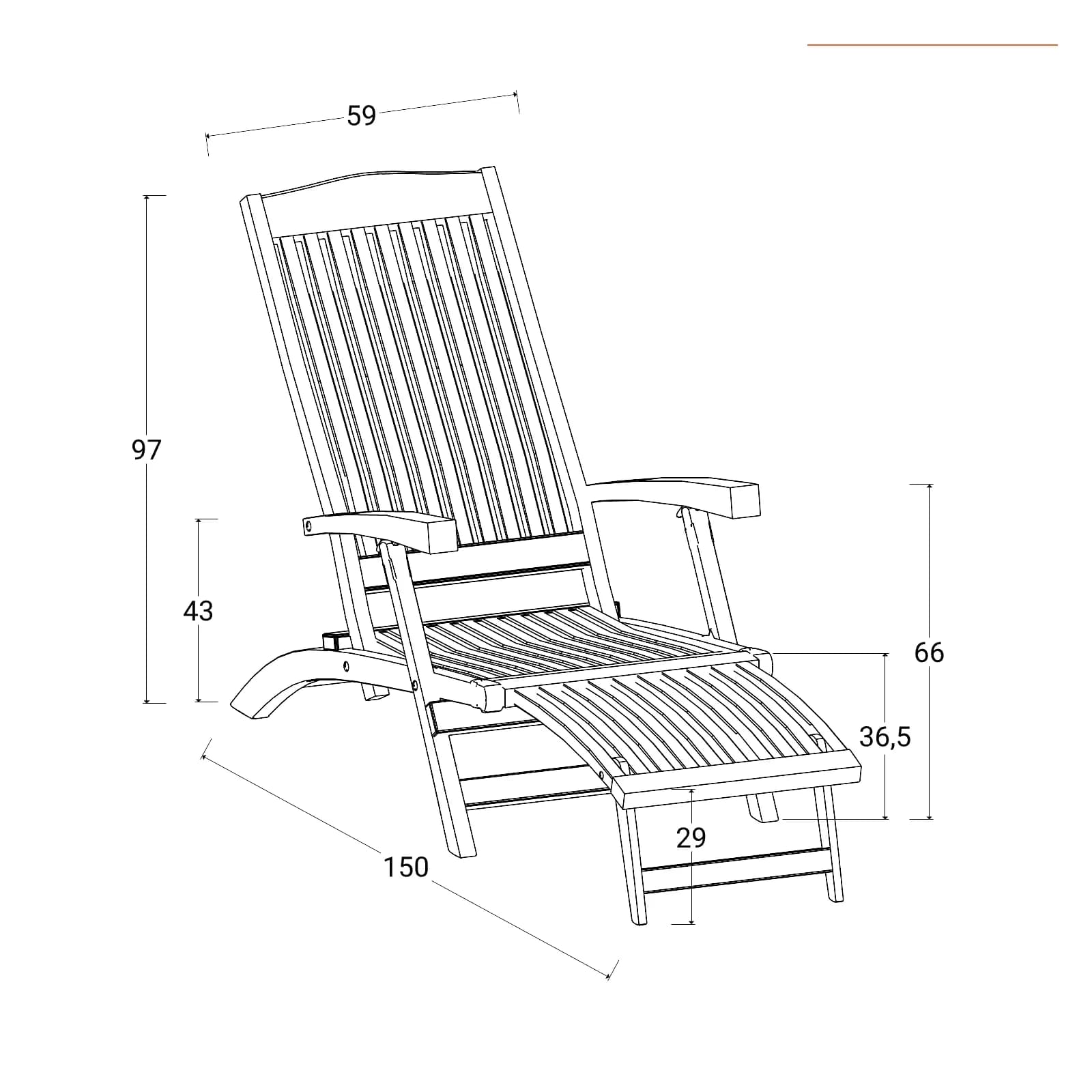 Steamer sdraio reclinabile in legno teak - Louis