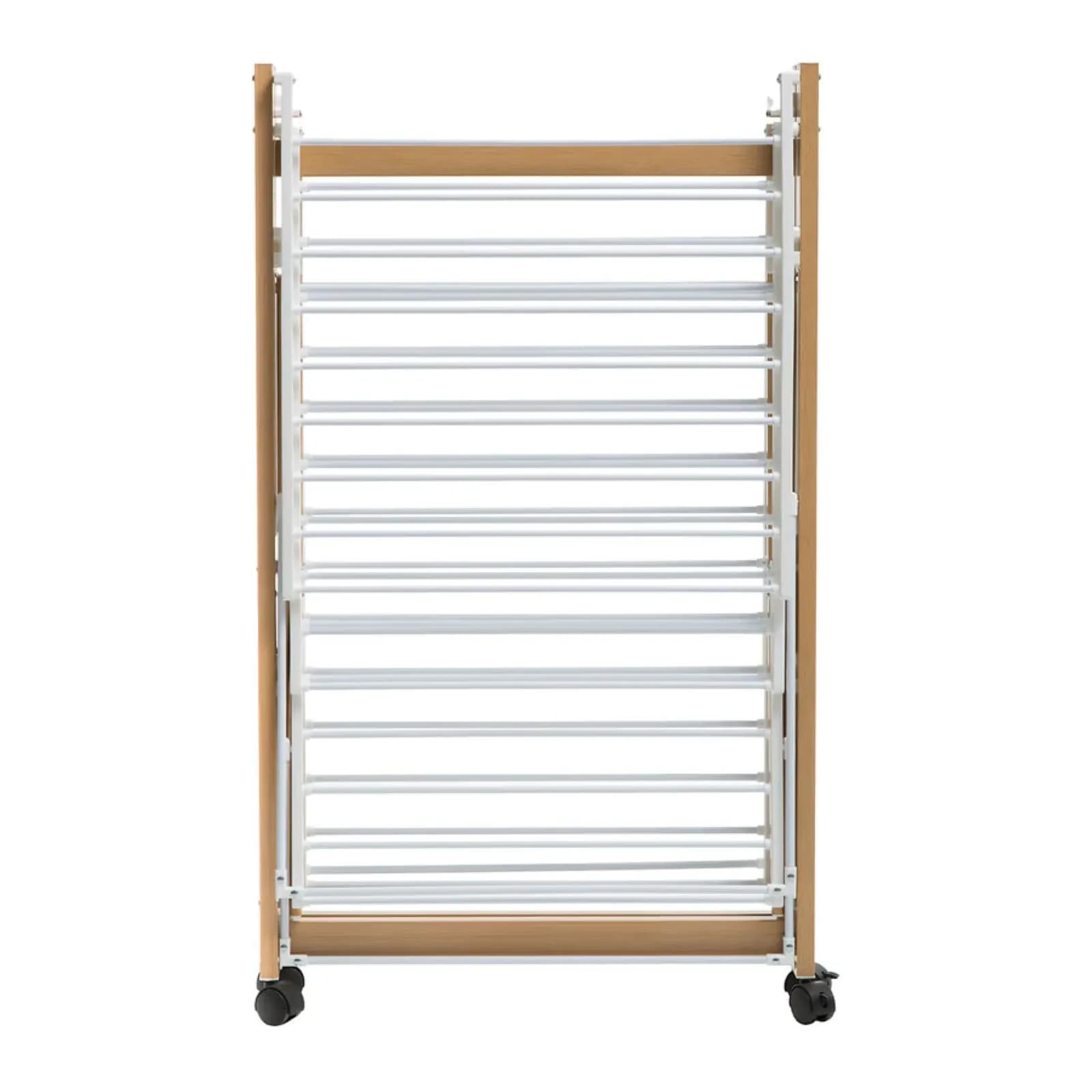 Stendibiancheria 117x103h cm richiudibile in acciaio effetto legno e bianco con ruote