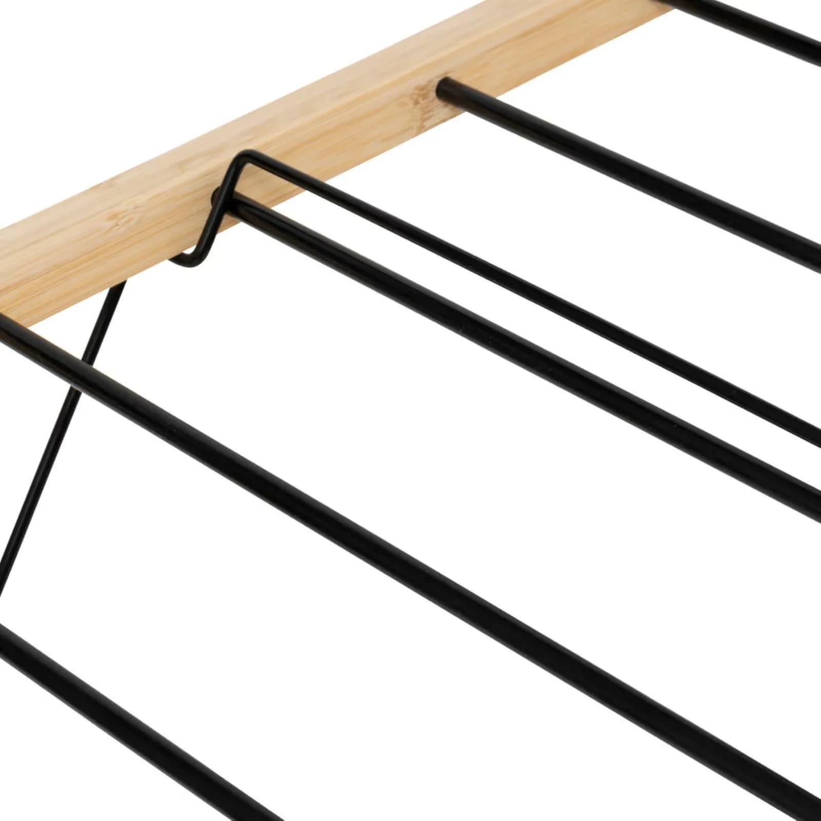 Stendibiancheria 92x137h cm in bambù naturale e acciaio nero