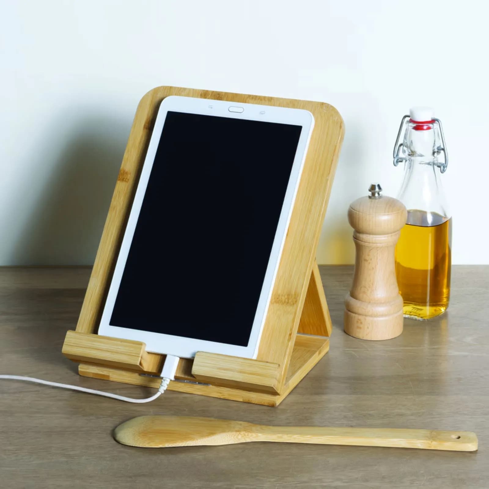 Supporto per tablet o libro 25h cm in legno di bambù naturale