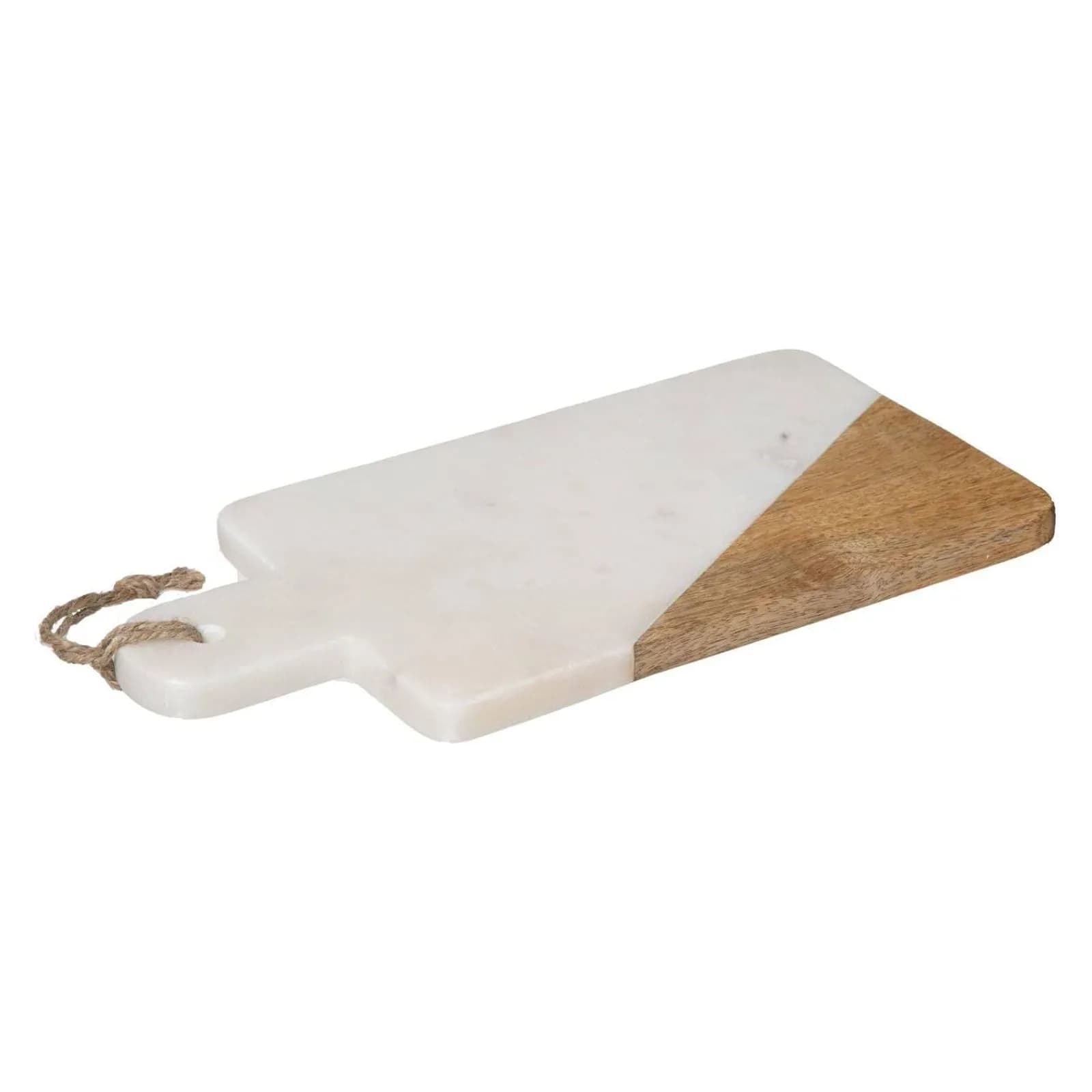Tagliere 15x30 cm in marmo bianco e legno di mango