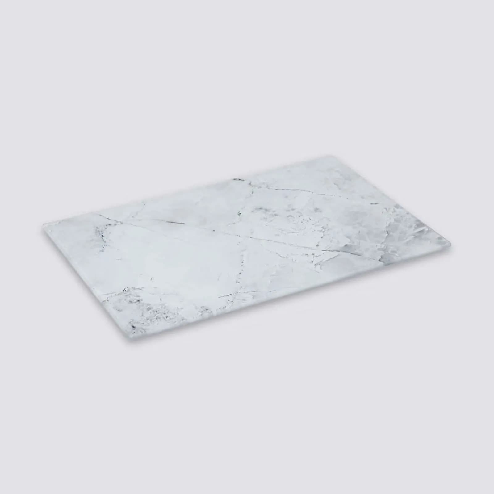 Tagliere 30x20 cm in vetro effetto marmo bianco