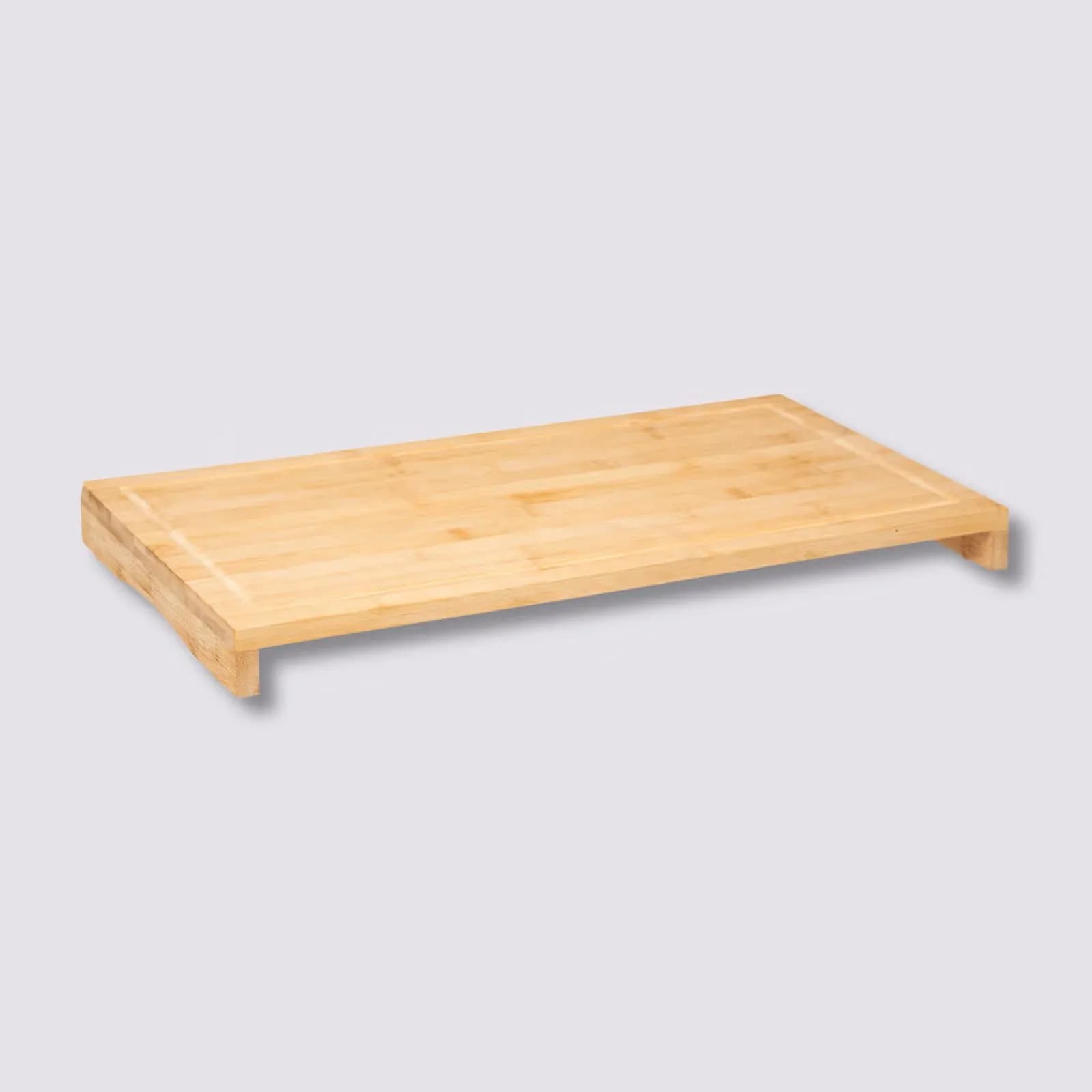 Tagliere copriforno 52x28 cm in bambù naturale con scanalatura di raccolta dei liquidi