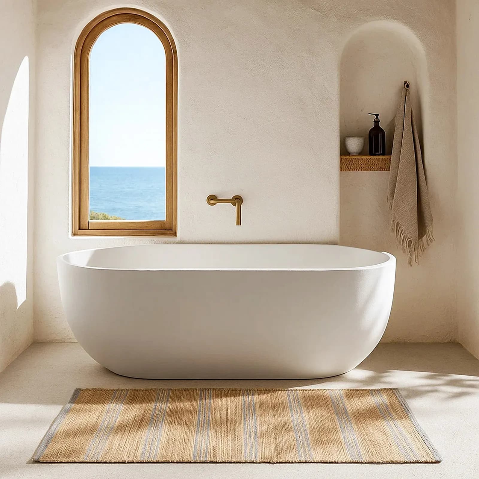 Tappeto da interno 120x180 cm in cotone e juta naturale grigio intrecciato