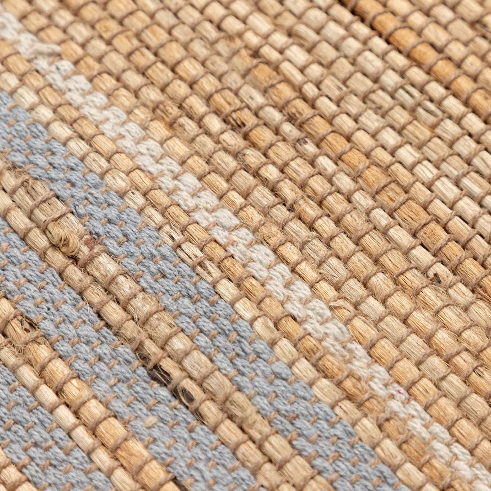 Tappeto da interno 120x180 cm in cotone e juta naturale grigio intrecciato
