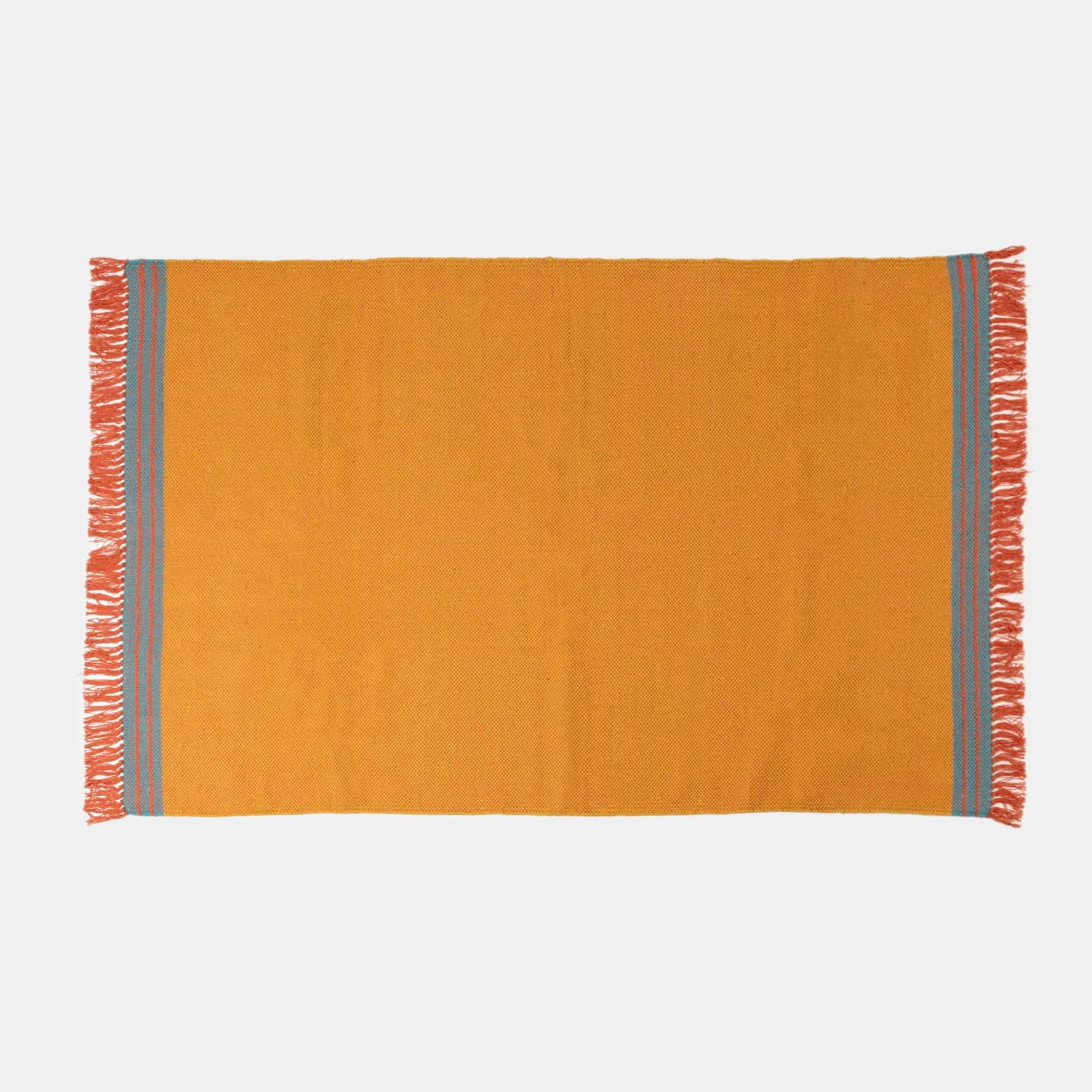 Tappeto 120x180 cm in cotone senape con frange