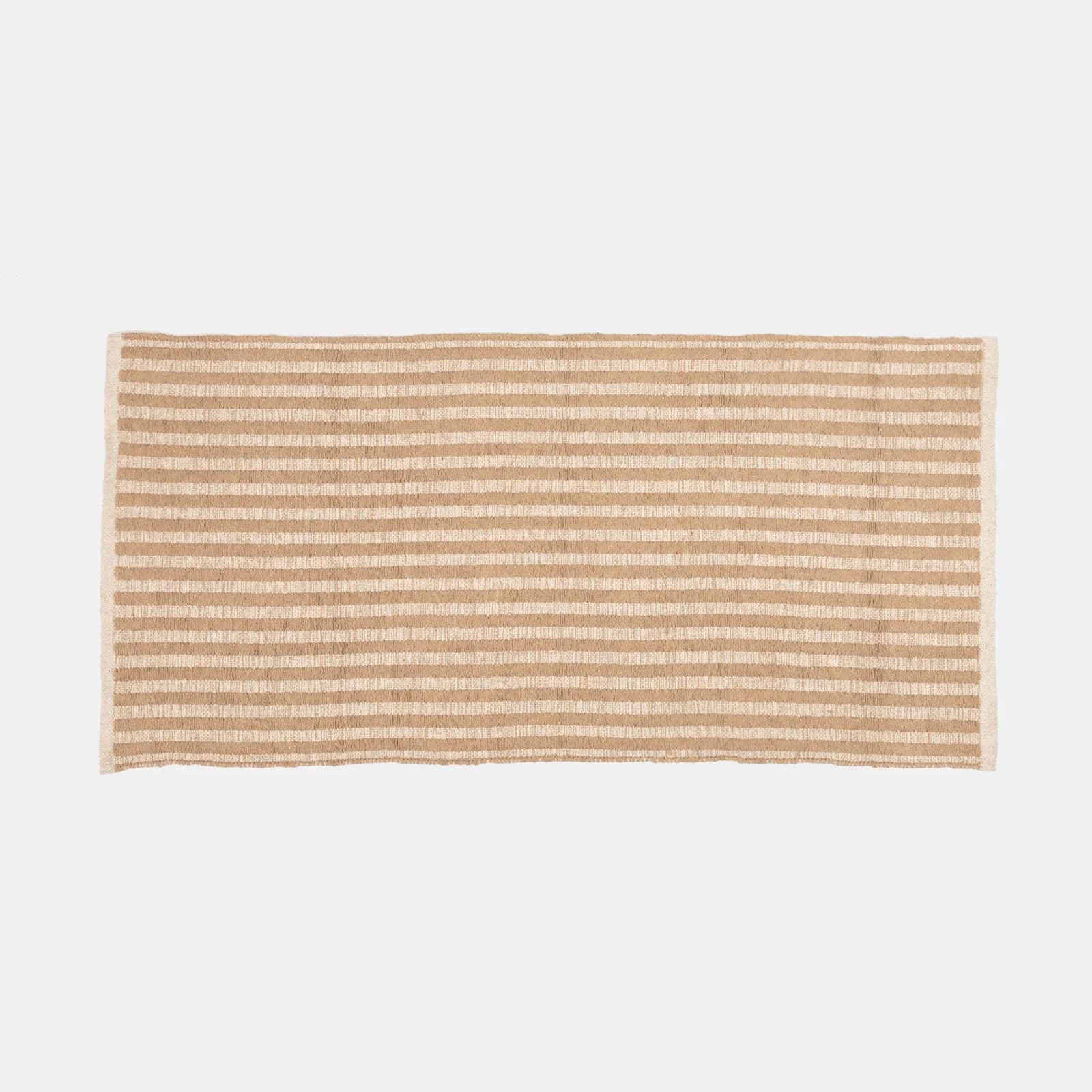 Tappeto 140x70 cm fantasia a righe in cotone naturale e marrone