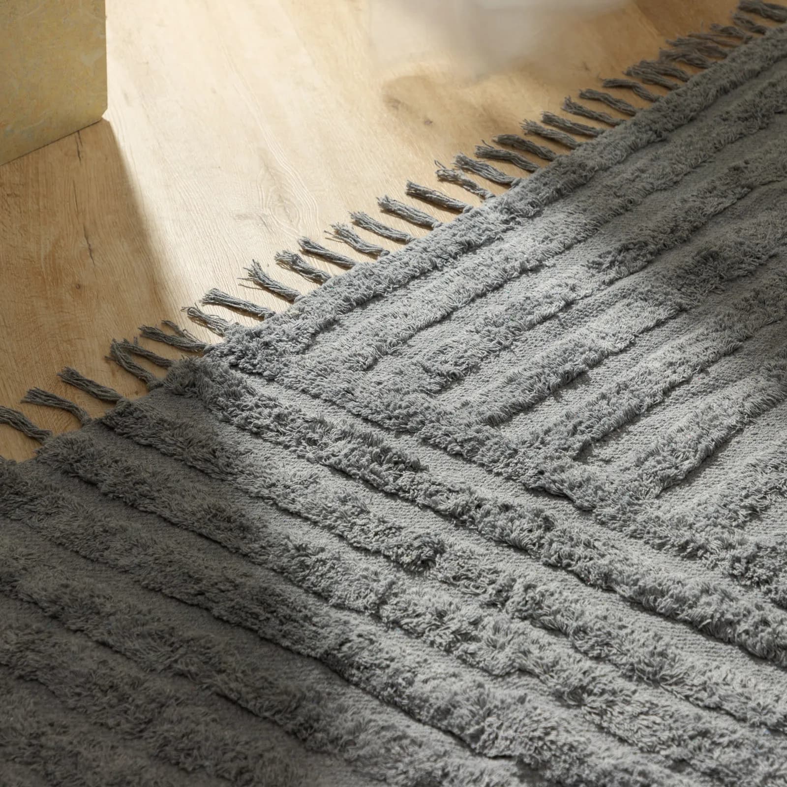 Tappeto 300x200 cm in cotone a righe grigio