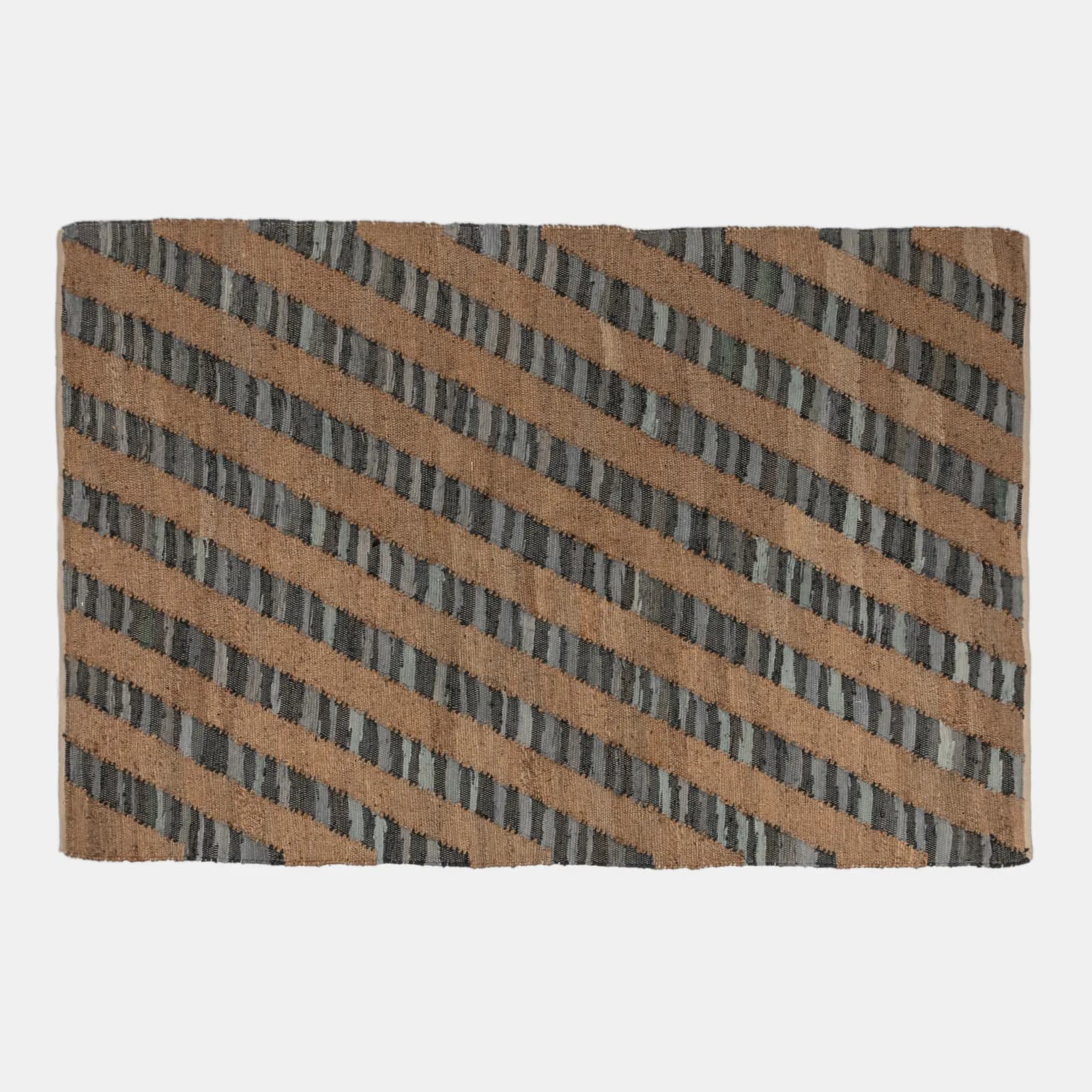 Tappeto 300x200 cm in cotone e juta naturale a righe blu