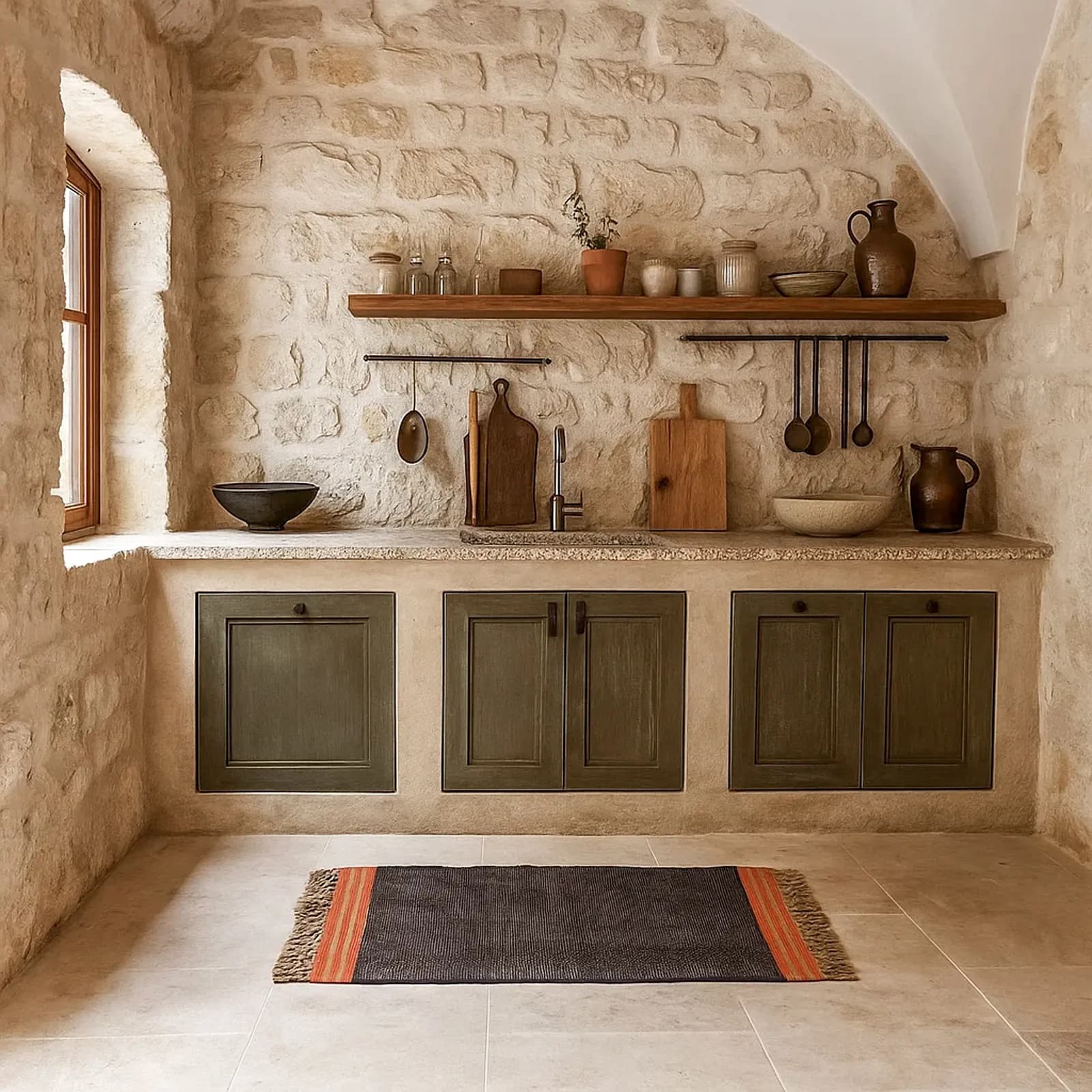 Tappeto 60x90 cm in cotone blu scuro e arancione con frange