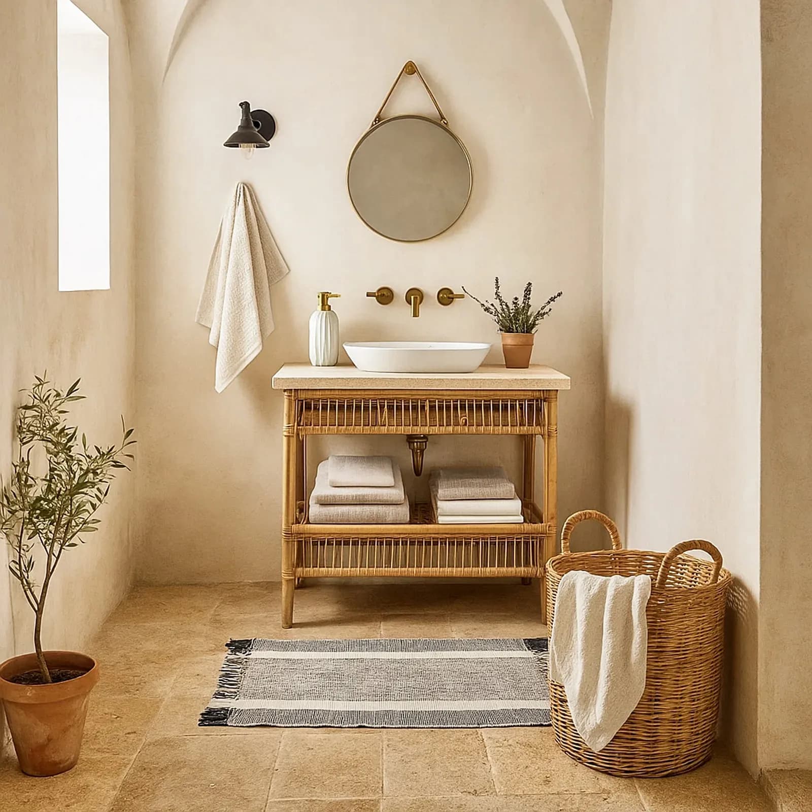Tappeto 60x90 cm in cotone melange naturale e nero con frange
