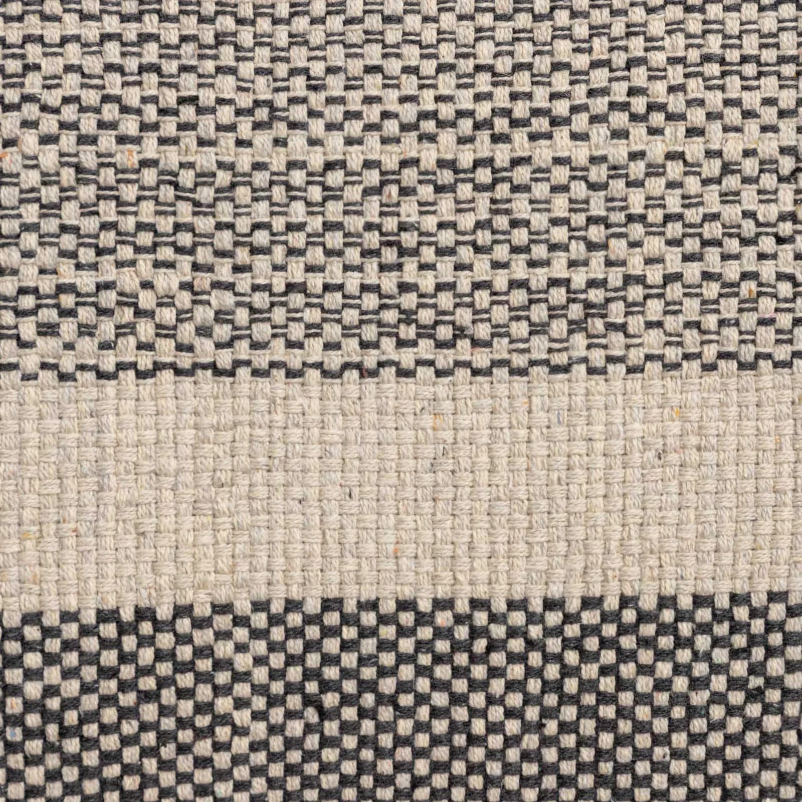 Tappeto 60x90 cm in cotone melange naturale e nero con frange