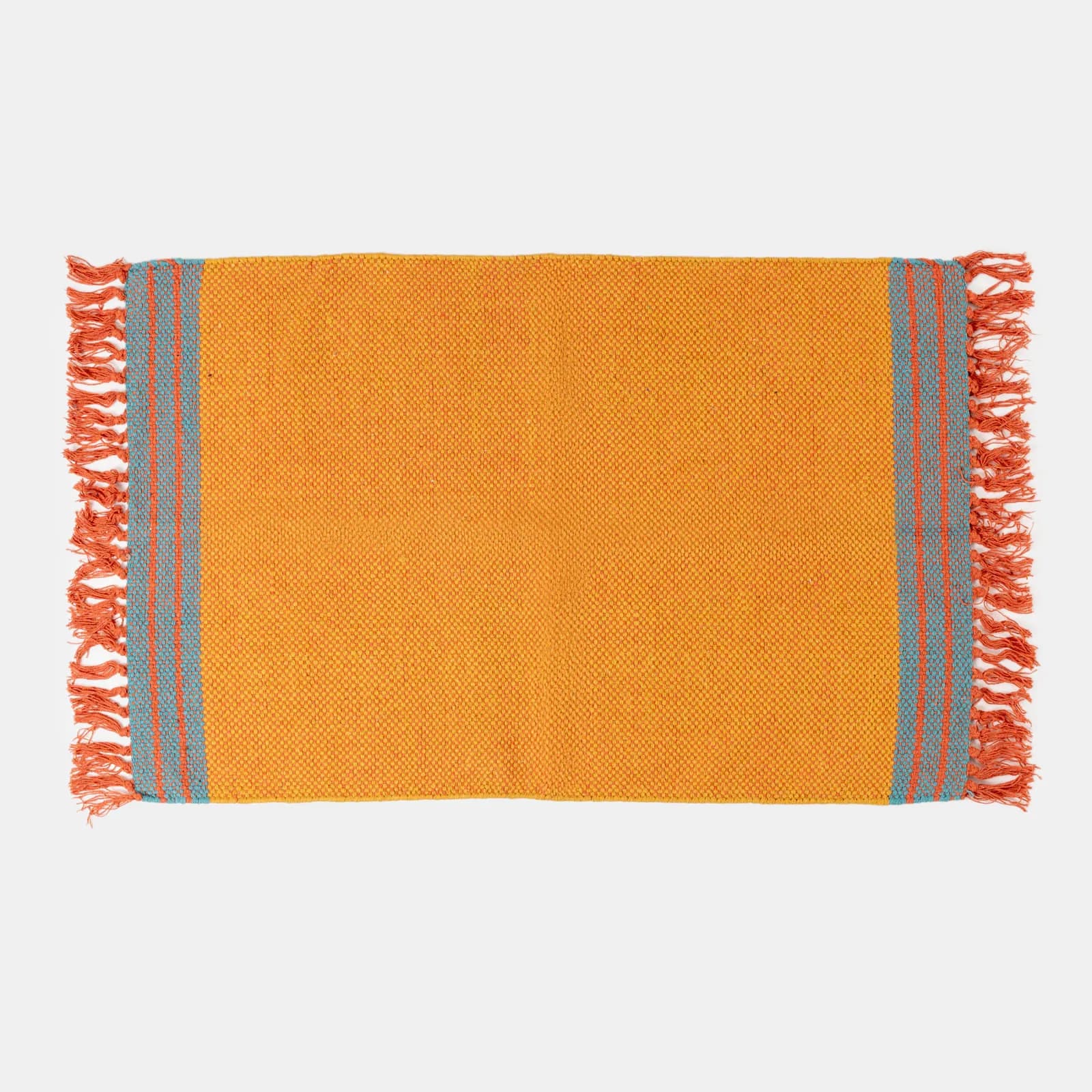 Tappeto 60x90 cm in cotone senape con frange
