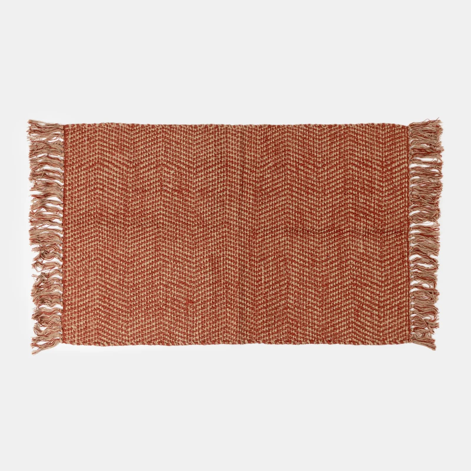 Tappeto 60x90 cm in cotone terracotta con frange