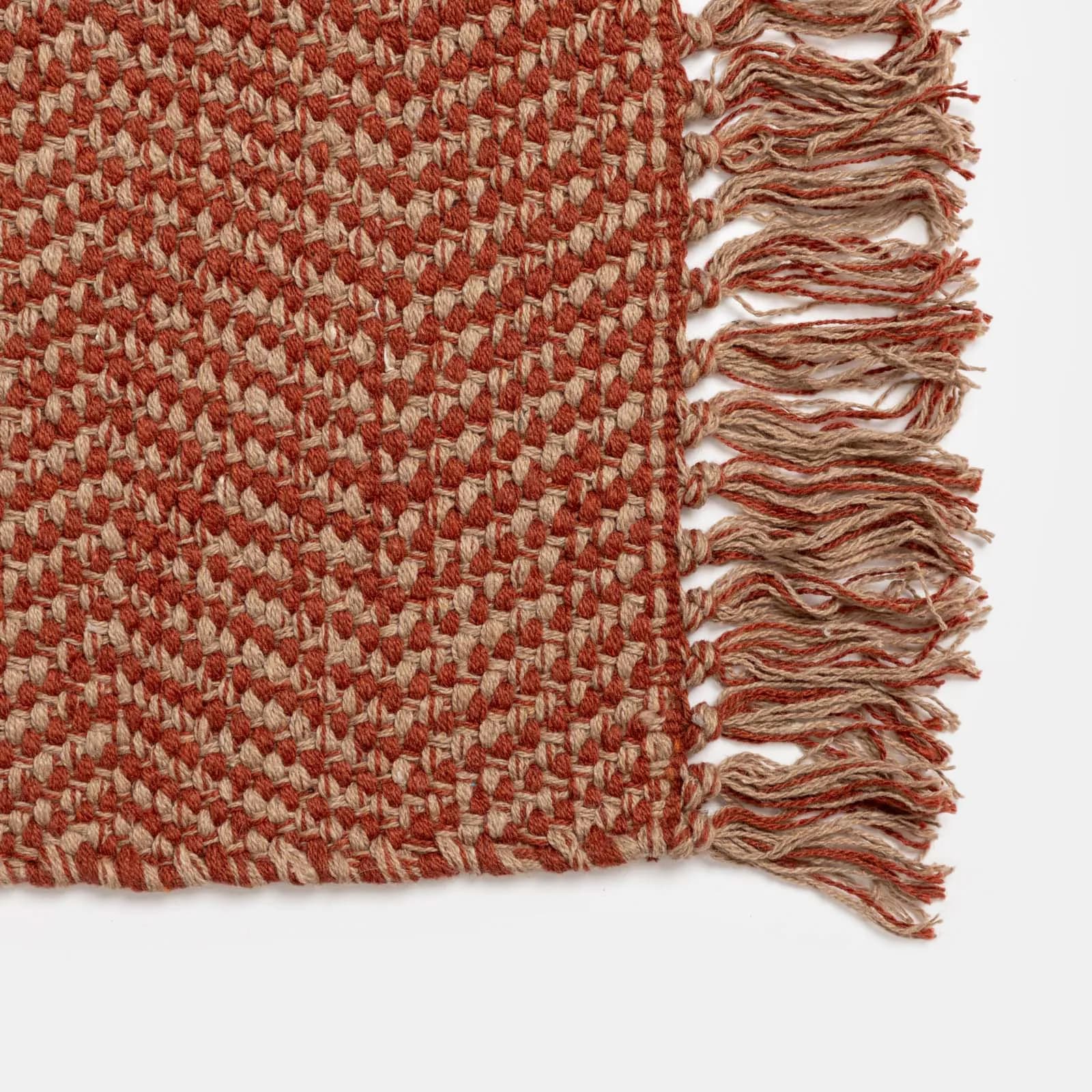 Tappeto 60x90 cm in cotone terracotta con frange