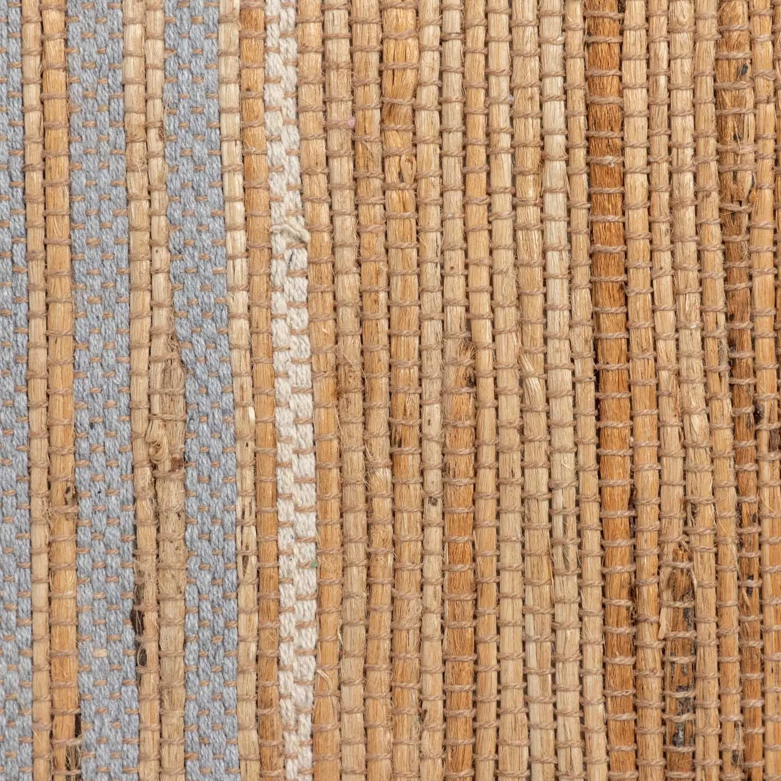 Tappeto 70x140 cm in cotone e juta naturale grigio intrecciato