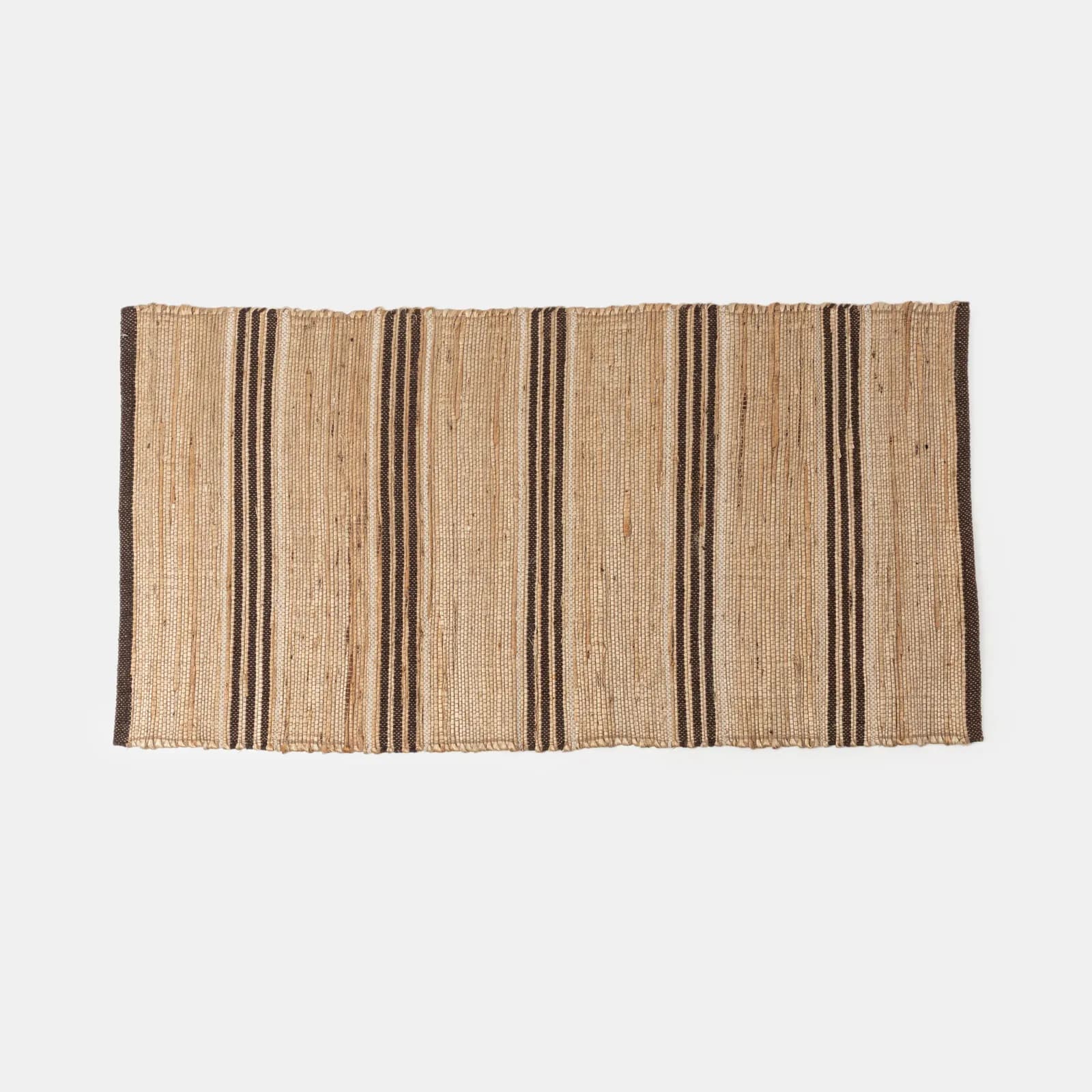 Tappeto 70x140 cm in cotone e juta naturale marrone intrecciato