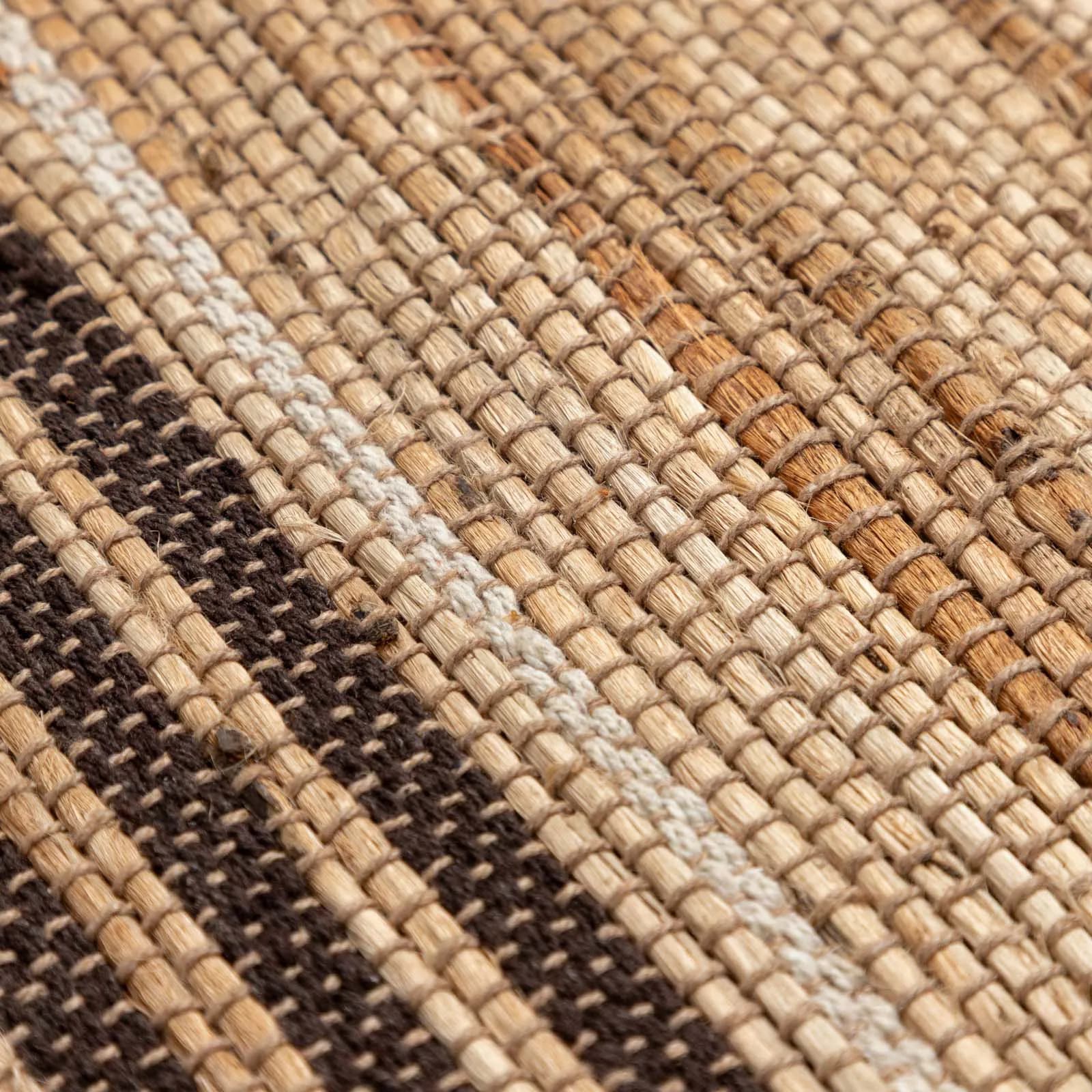 Tappeto 70x140 cm in cotone e juta naturale marrone intrecciato