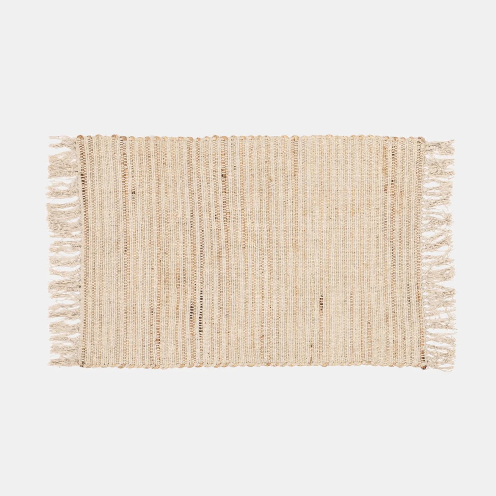 Tappeto 90x60 cm con frange in juta e cotone naturale