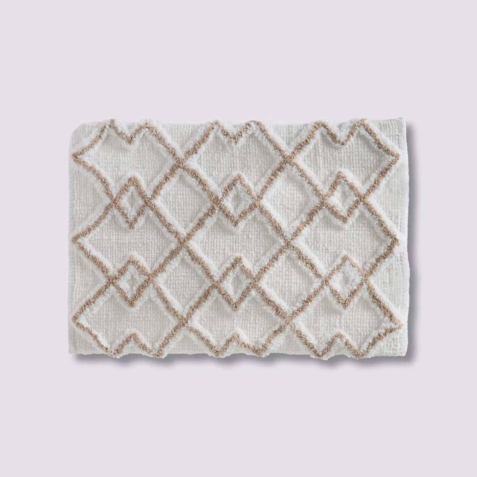 Tappeto da bagno in cotone 50x75 cm bianco e beige