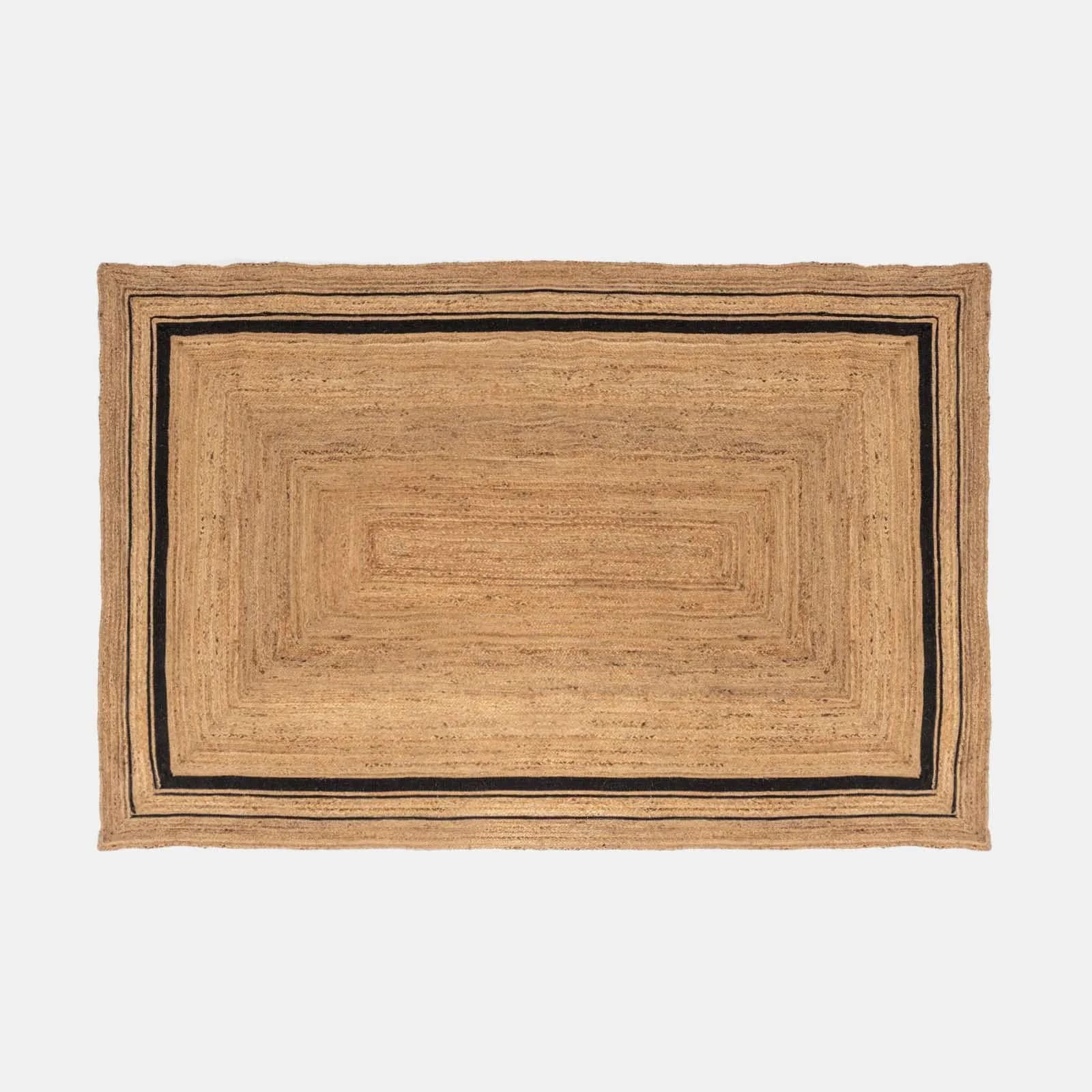 Tappeto da interni 200x300 cm in cotone nero e juta naturale