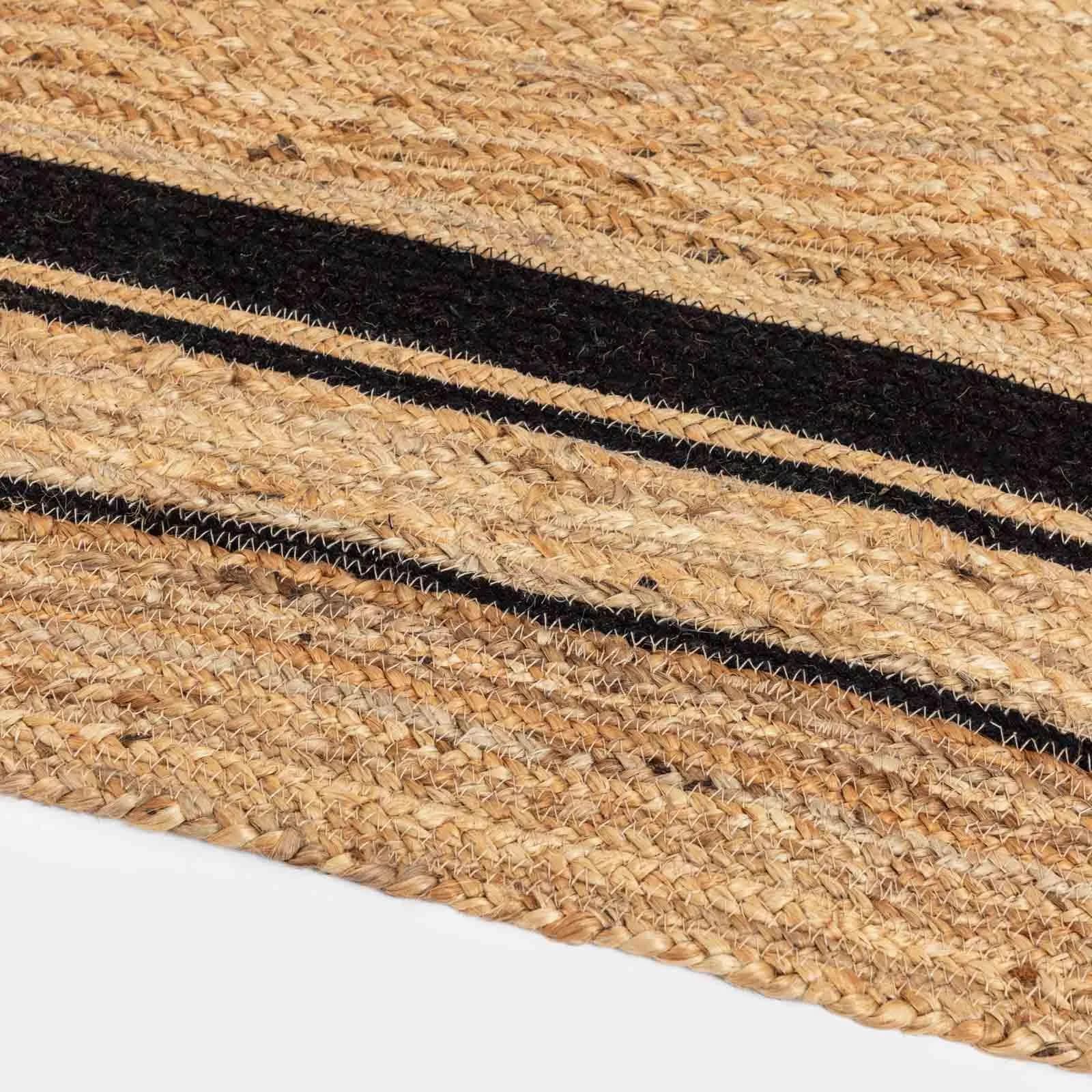 Tappeto da interni 200x300 cm in cotone nero e juta naturale